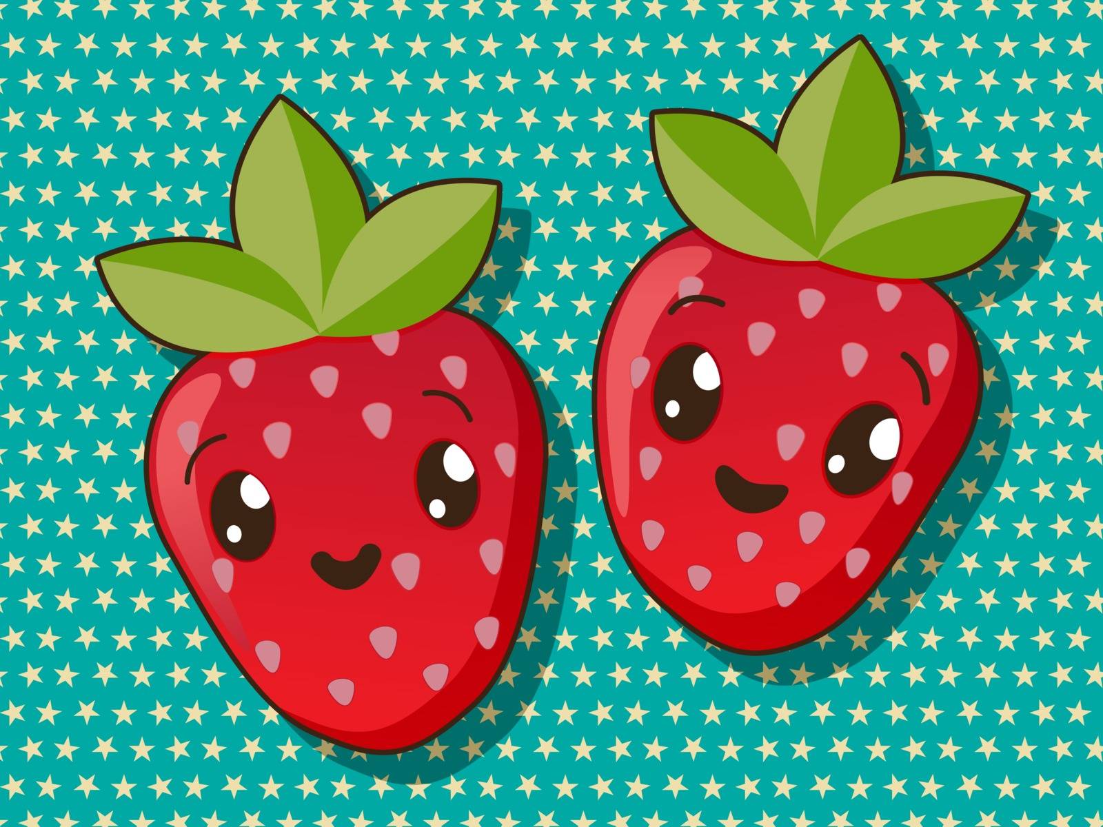 Kawaii strawberry icons by Lirch