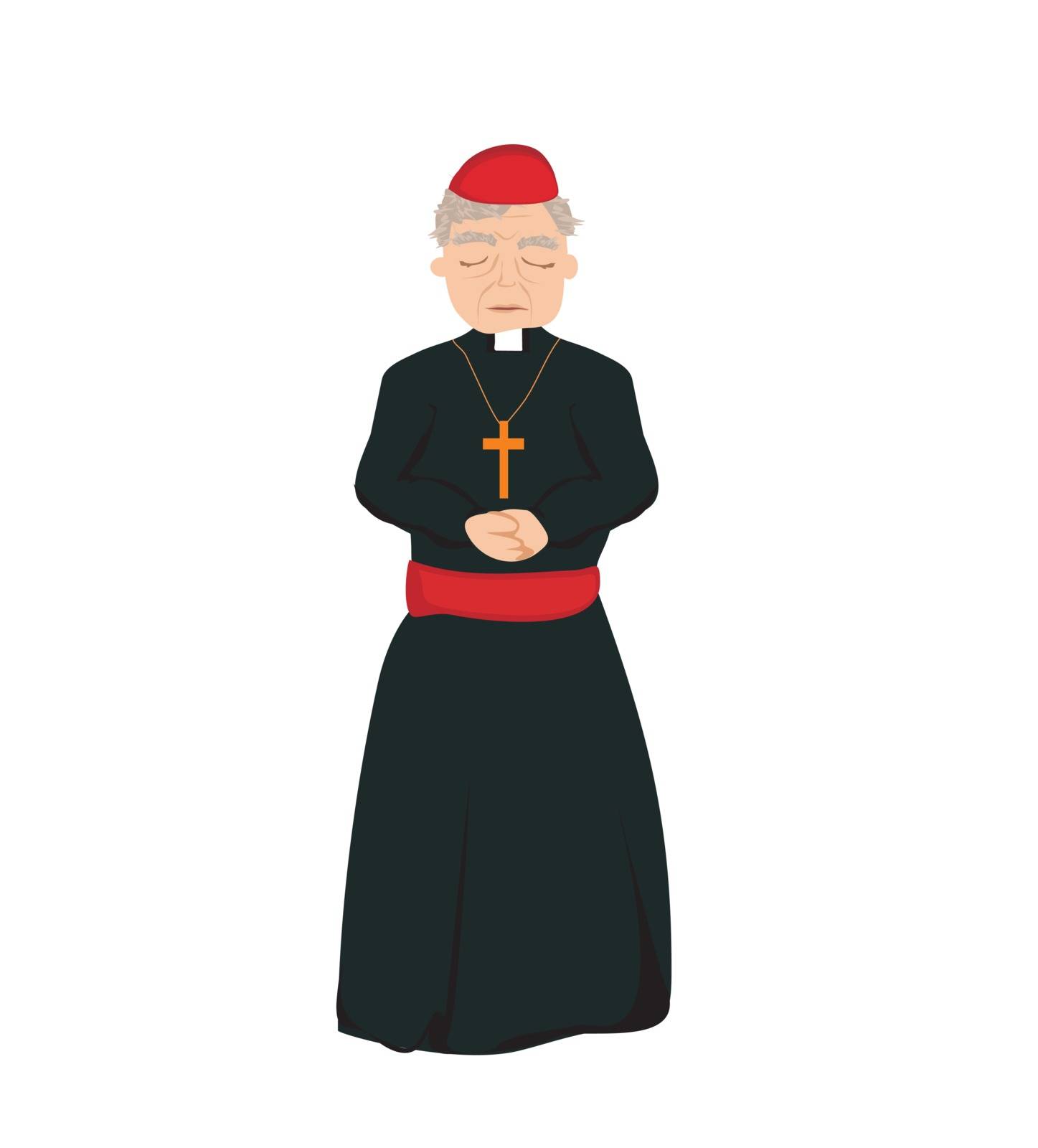Catholic priest on a white background, vector