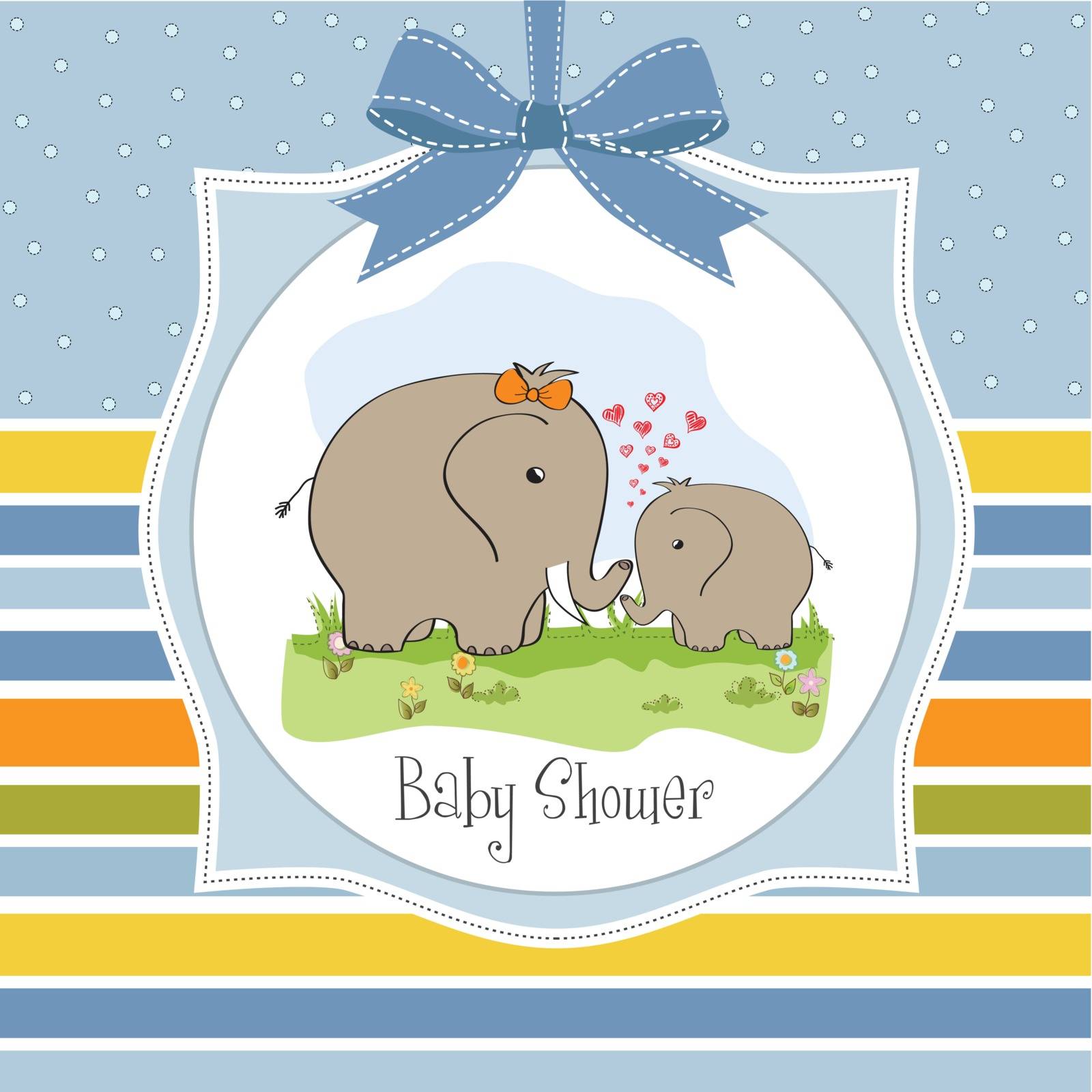 baby shower card with baby elephant and his mother by balasoiu