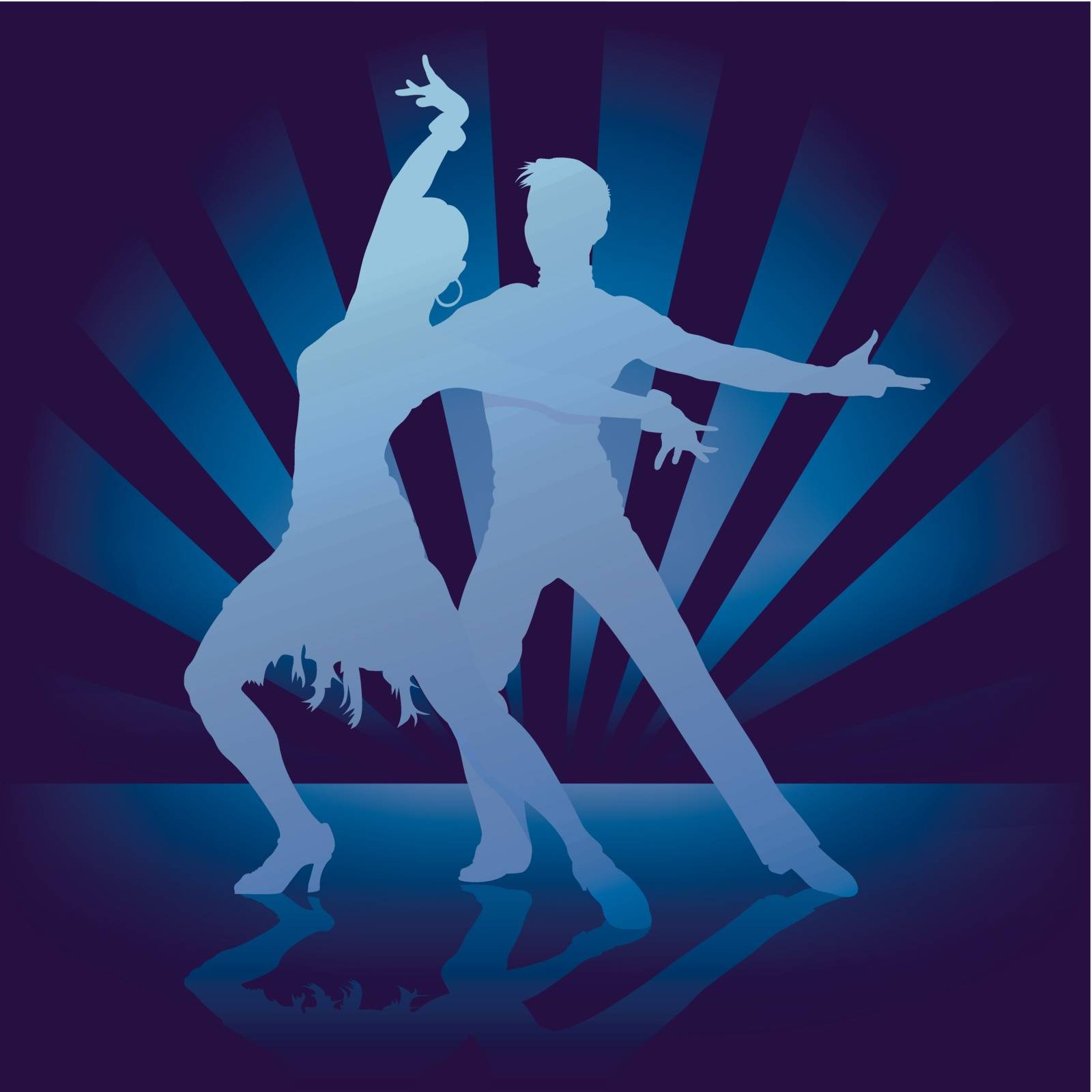 Dance Rumba - Dancing Silhouettes As Background Illustration, Vector