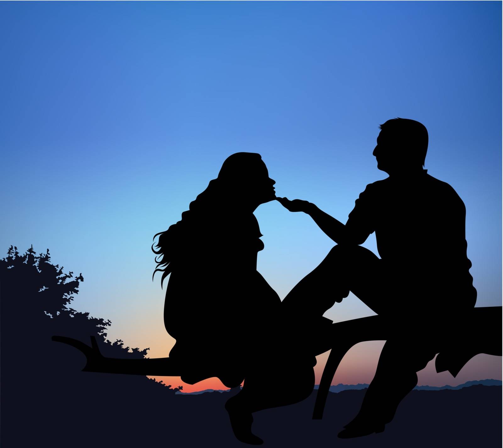 Romantic Night - Colored Background Illustration, Vector