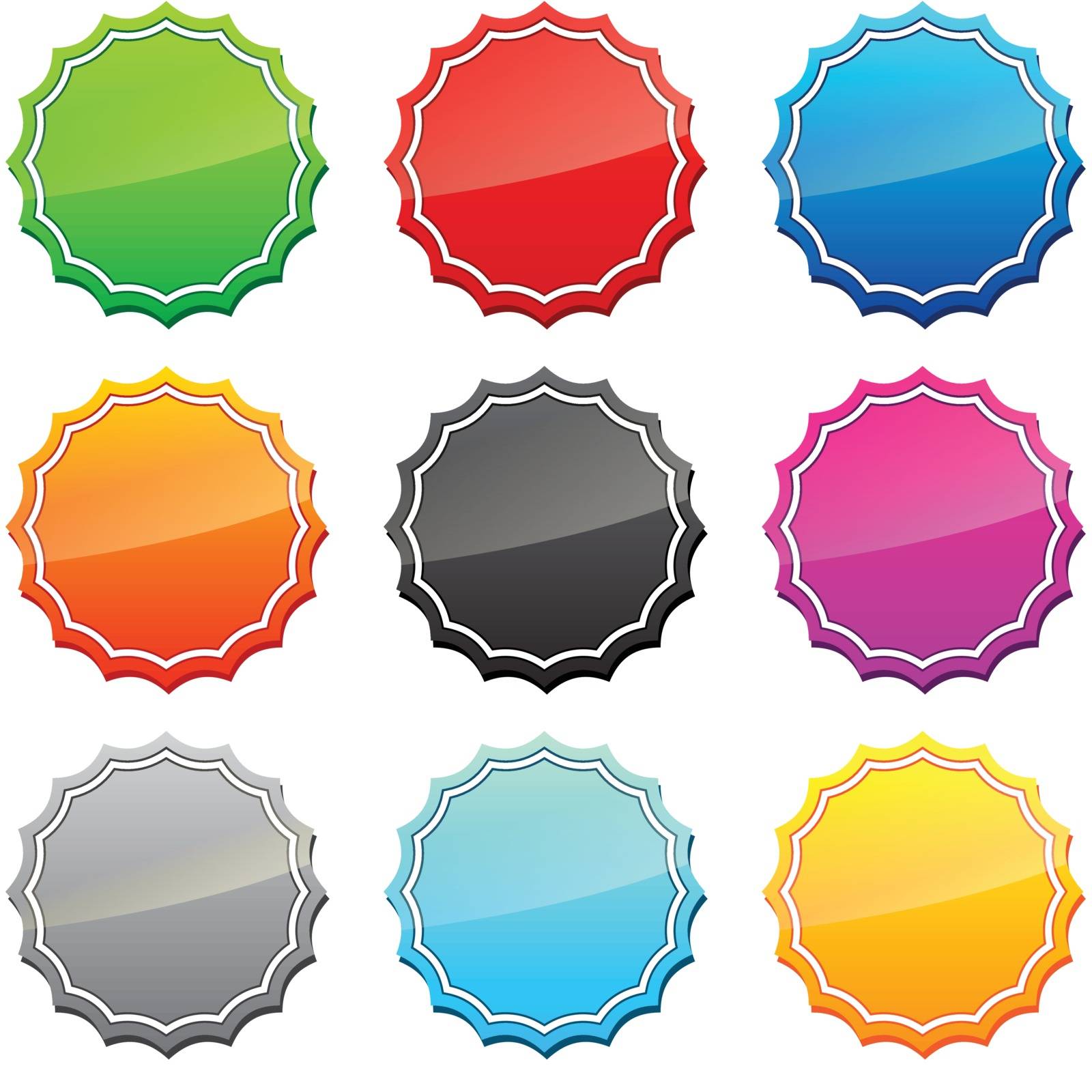 Set of star icons in different colors