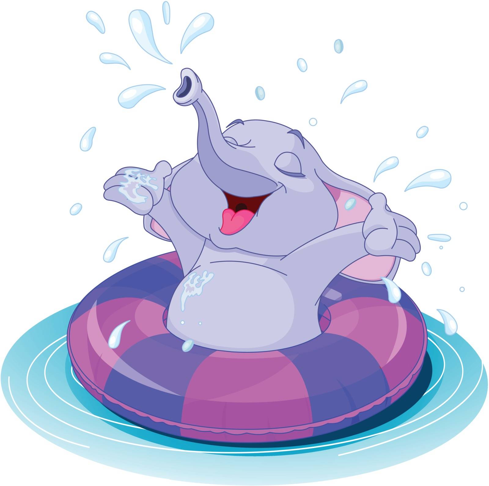 Summer fun elephant swimming