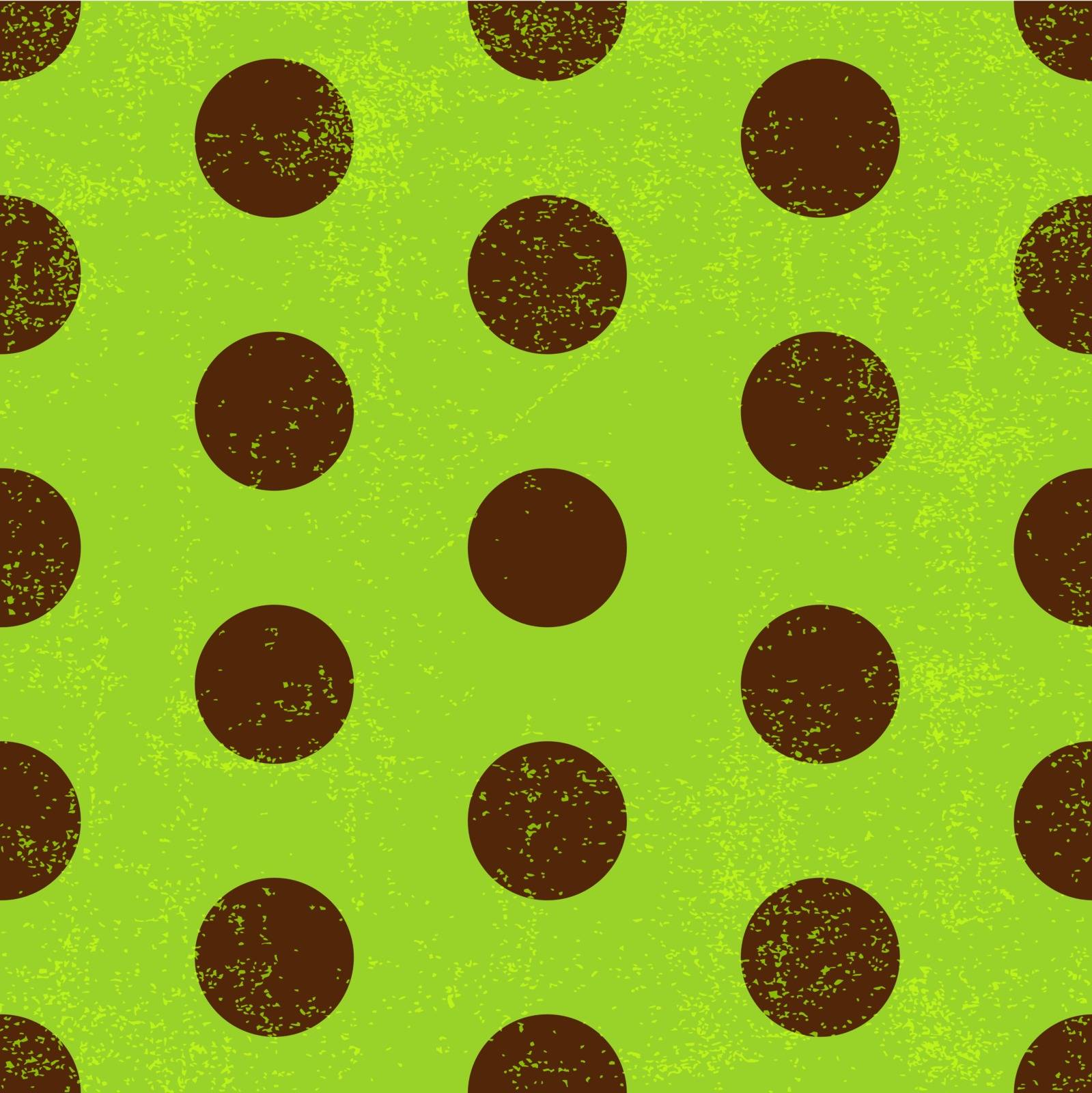 Seamless grungy green pattern with brown polka dots (vector EPS 10)