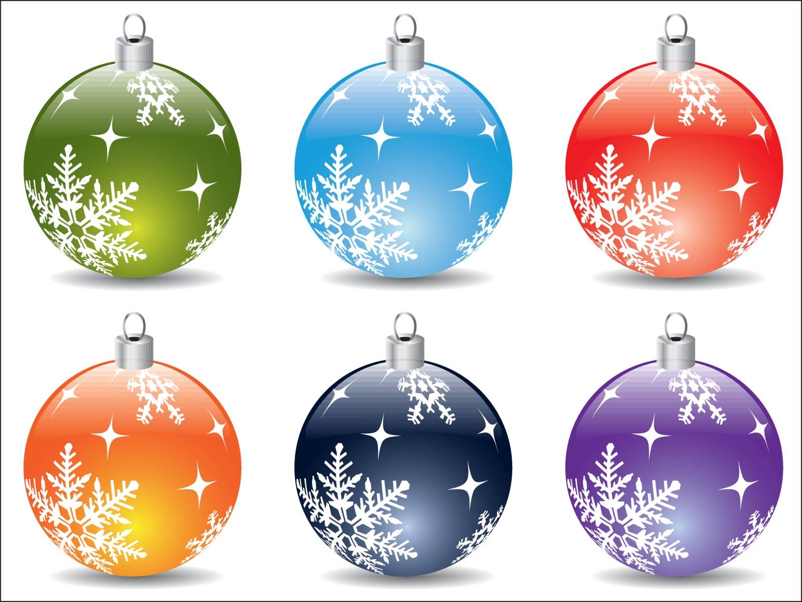 Christmas decoration set of six with various colors
