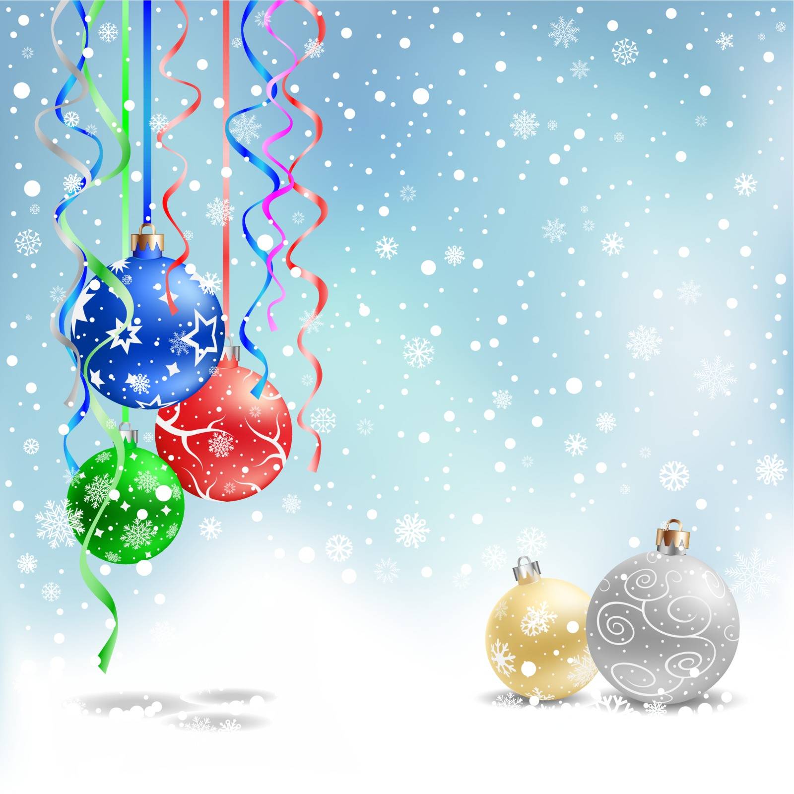 christmas bauble snow ribbon by romvo