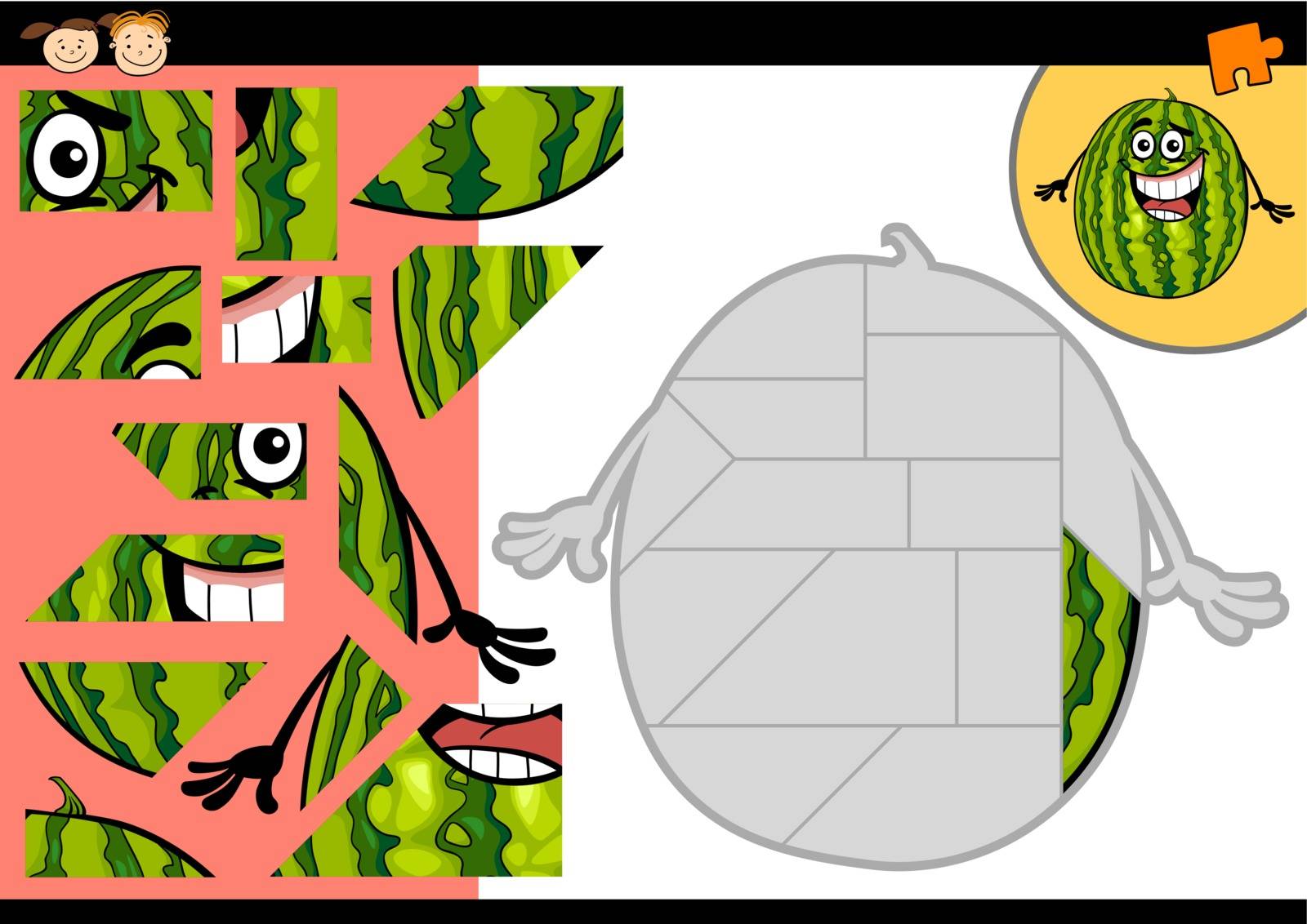 cartoon watermelon jigsaw puzzle game by izakowski