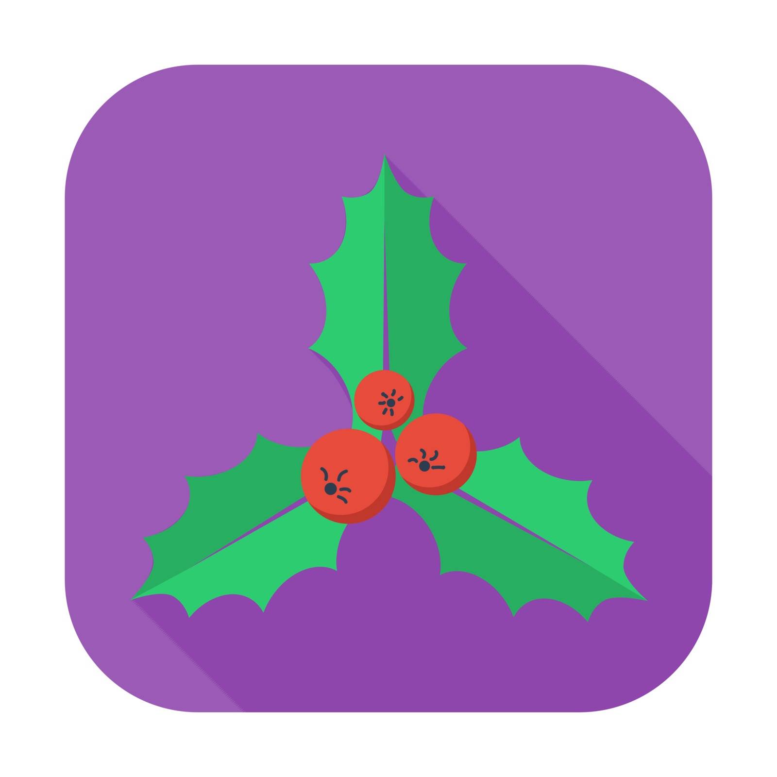 Holly berry. Single flat icon on the button. Vector illustration.