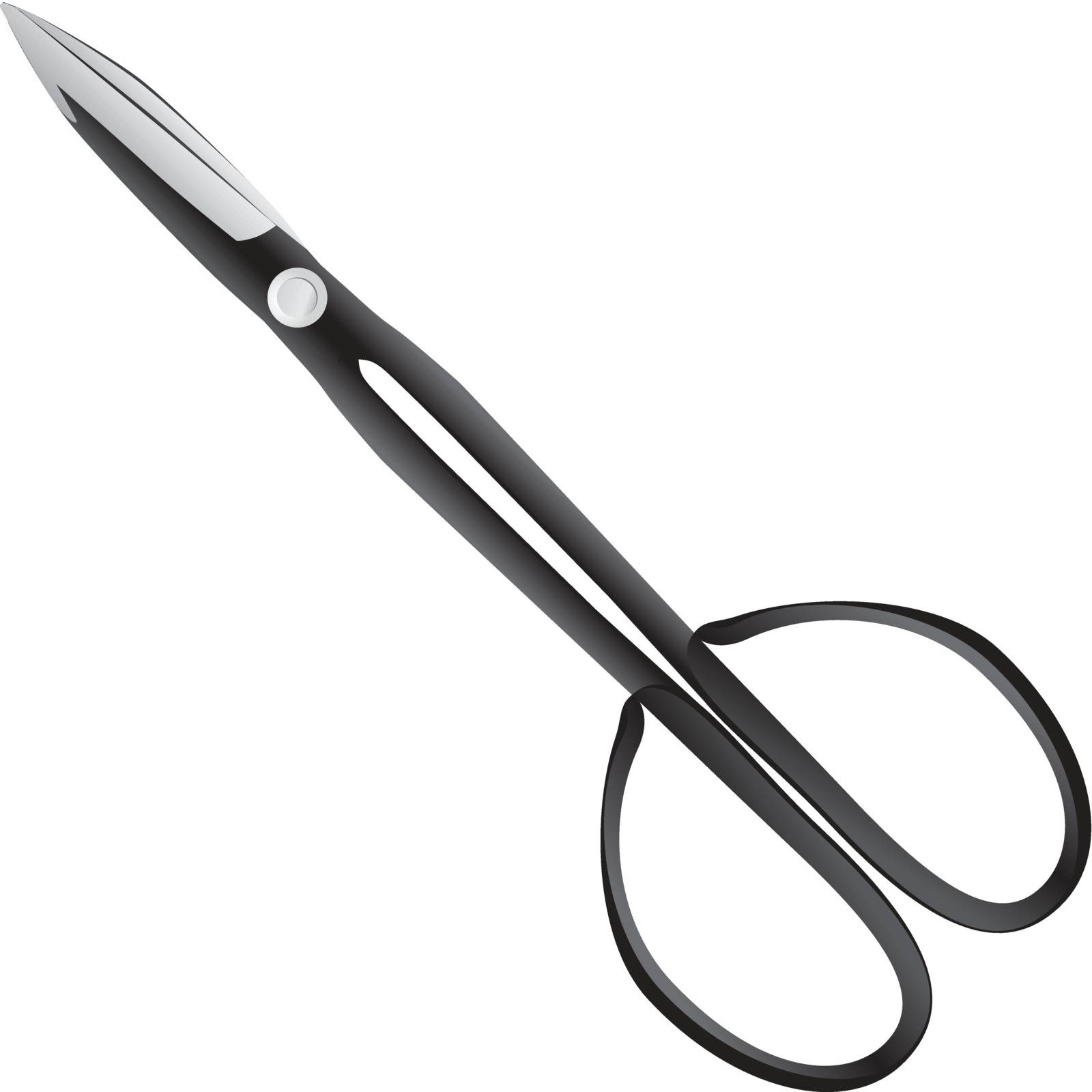 Long scissors to trim bonsai. Vector illustration.