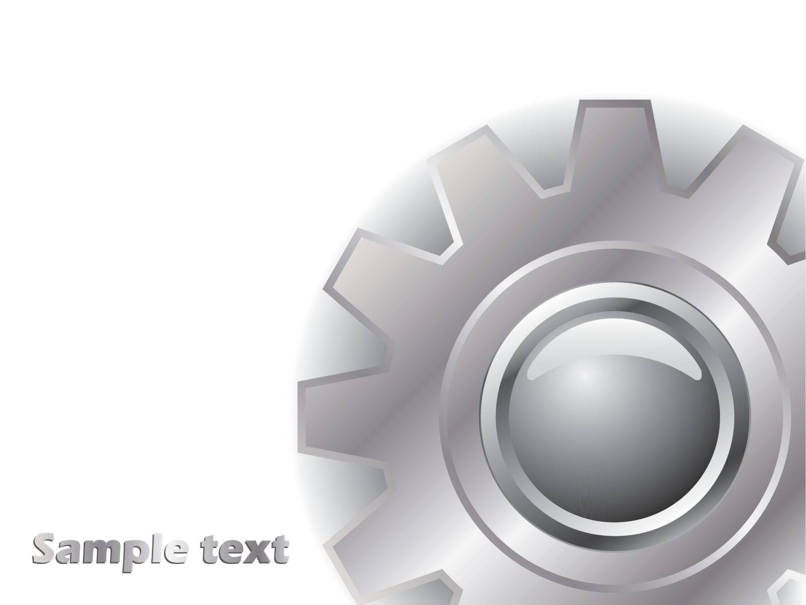 Silver cogwheel design with white space and shadow