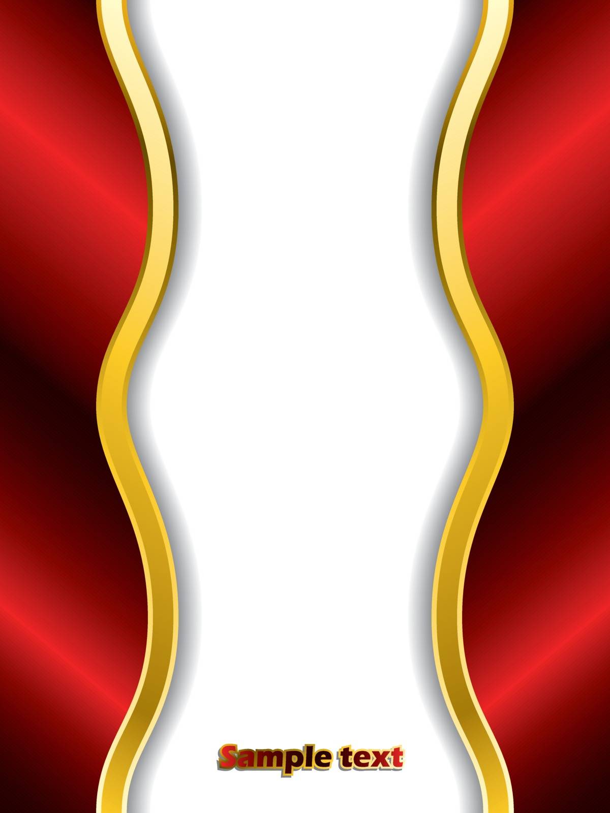Shiny red ribbon background with gold trimming