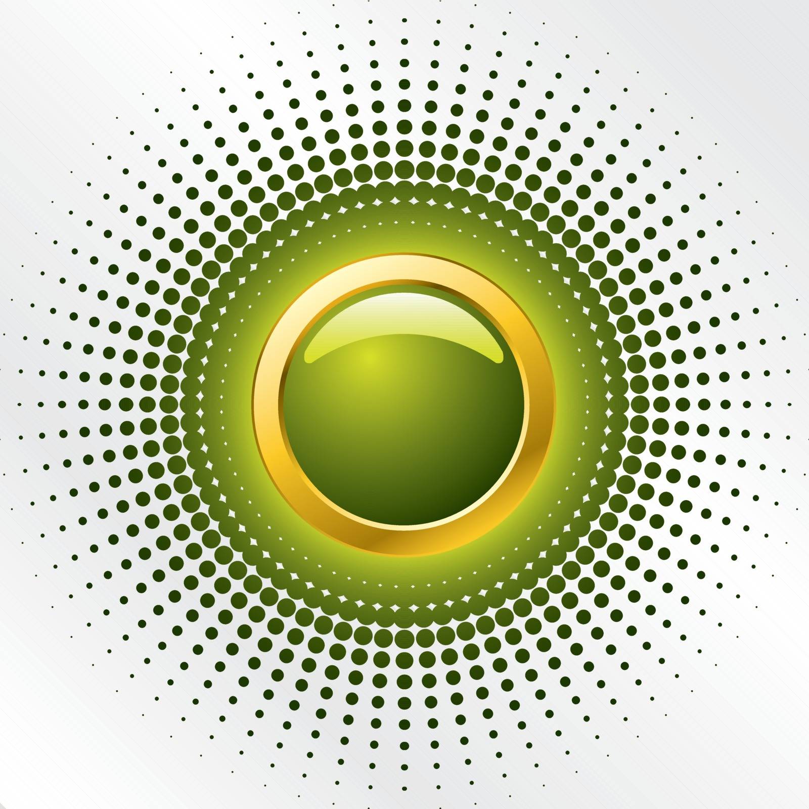 Green gold button with halftone grayish background 