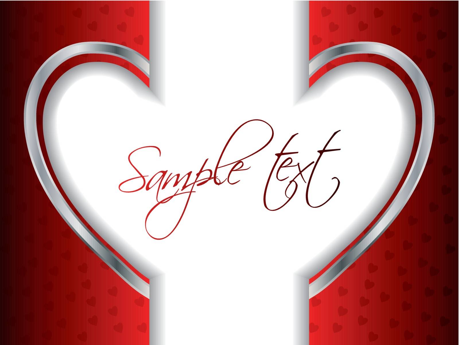 Split heart valentine card design background  in red and white