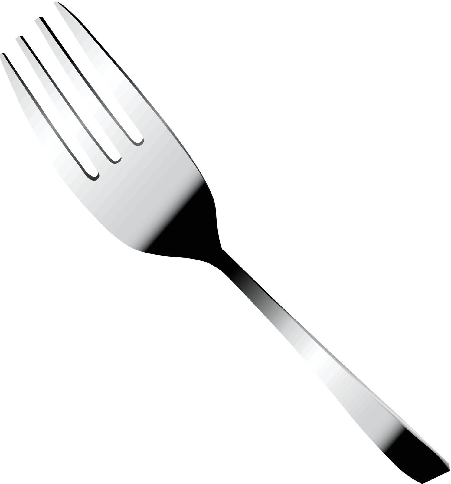 Steel fork - cutlery for main dishes. Vector illustration.