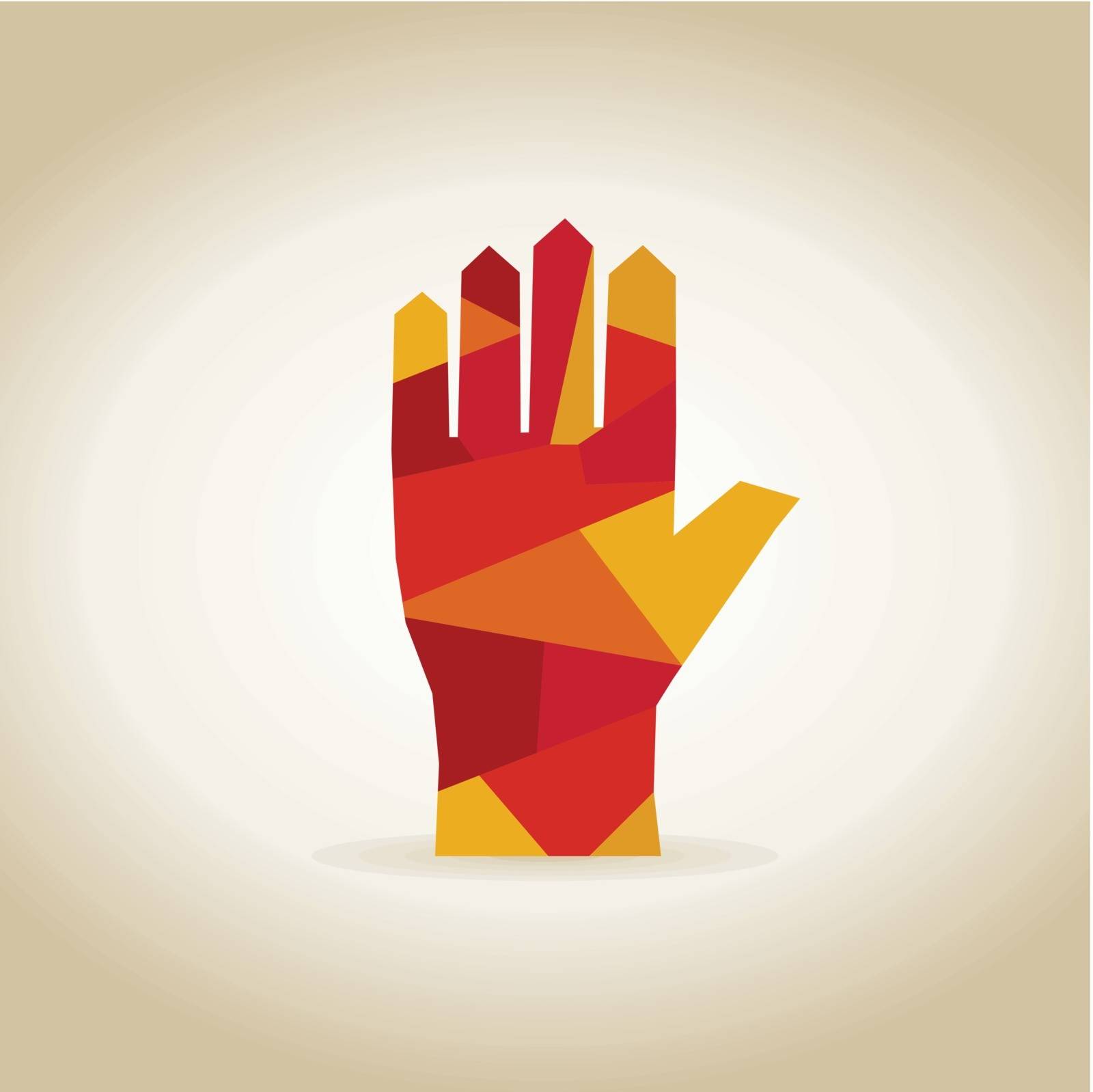 Abstract red hand. A vector illustration