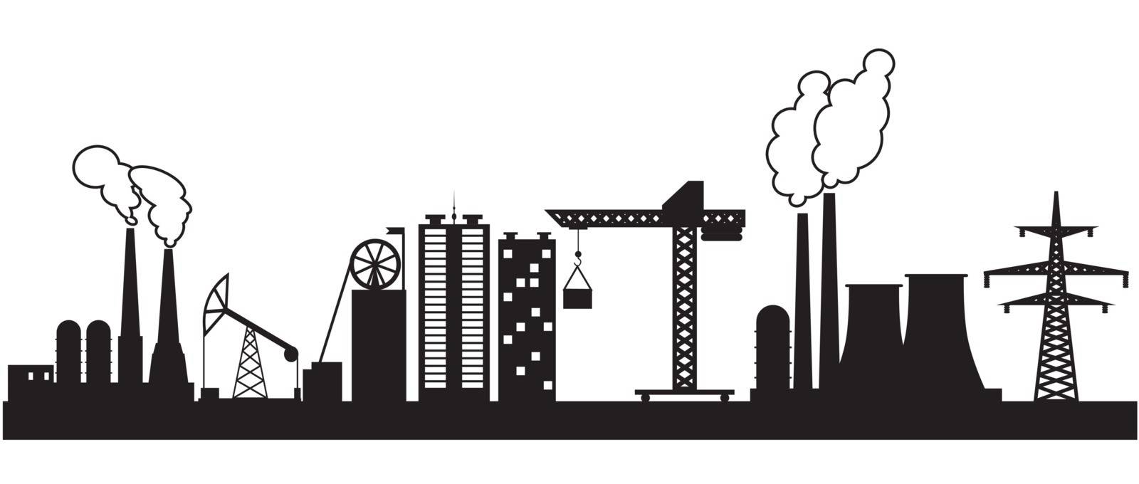 Eight urban and industrial buildings. Vector illustration
