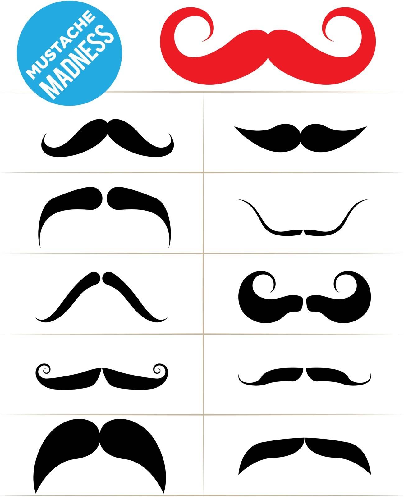 Set of funky mustache types