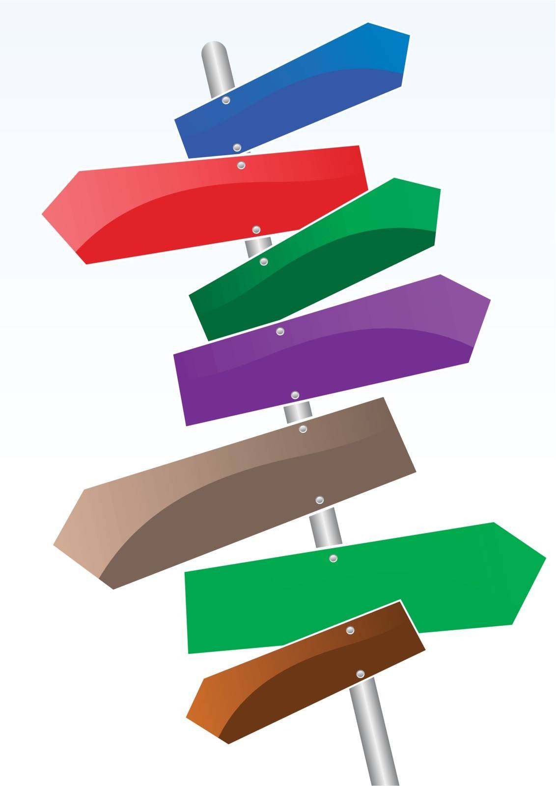 vector illustration of colourful direction signs