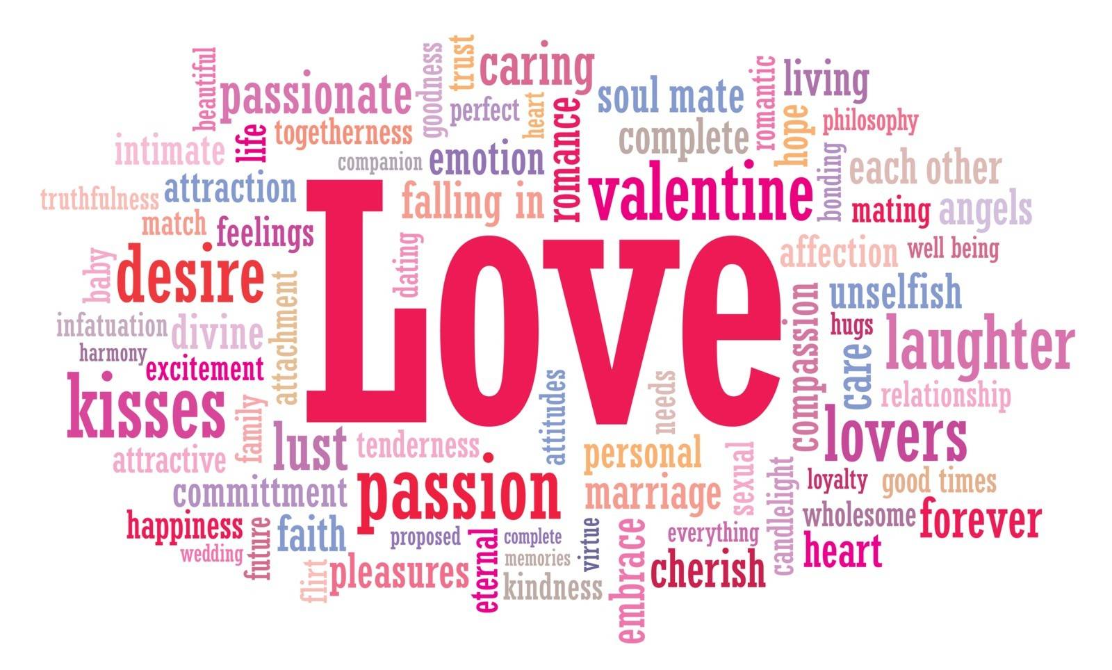 Love related tag cloud illustration in vector format