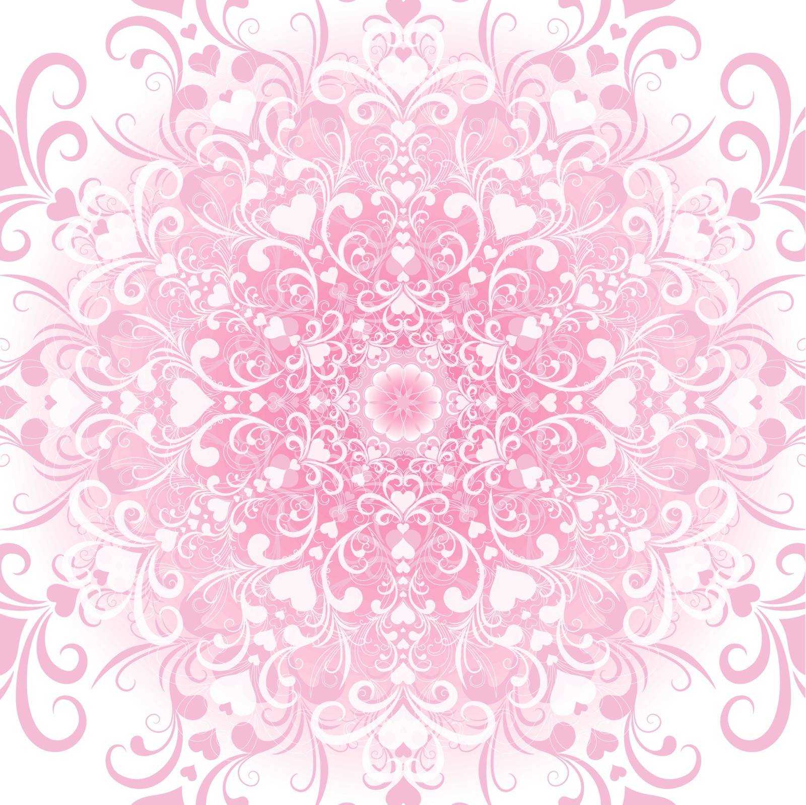 Gentle white-pink filigree valentine floral frame (vector eps 10)