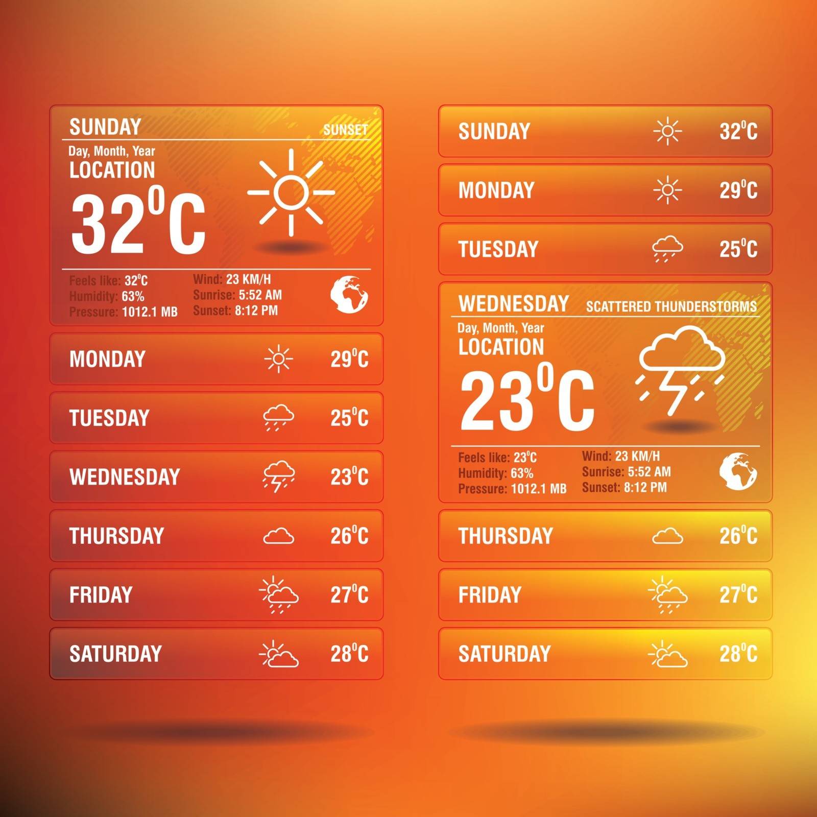 Weather widget app for mobile by ojal