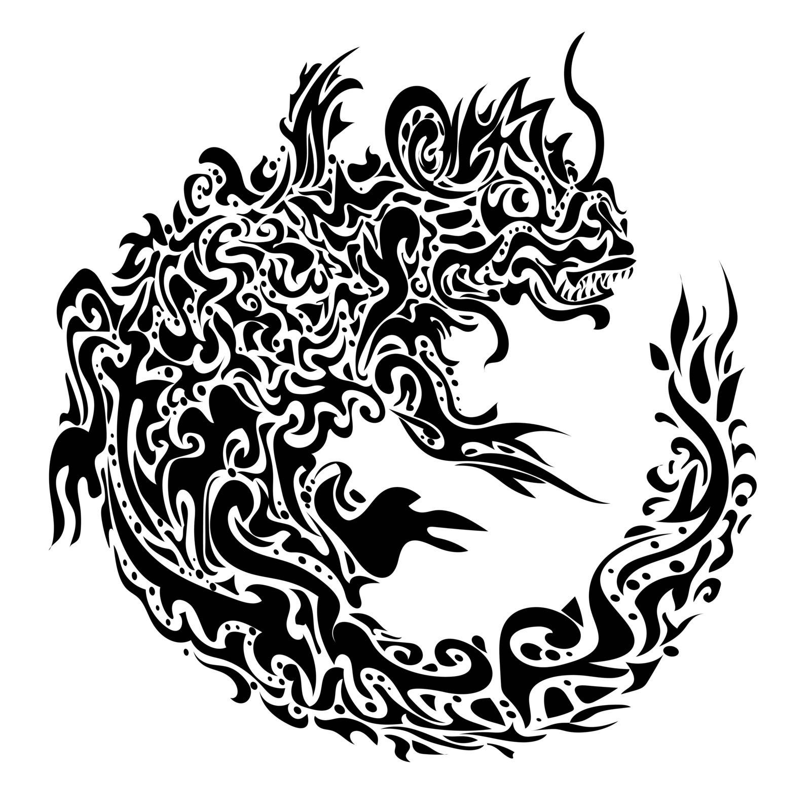 twisted dragon tattoo by heliburcka
