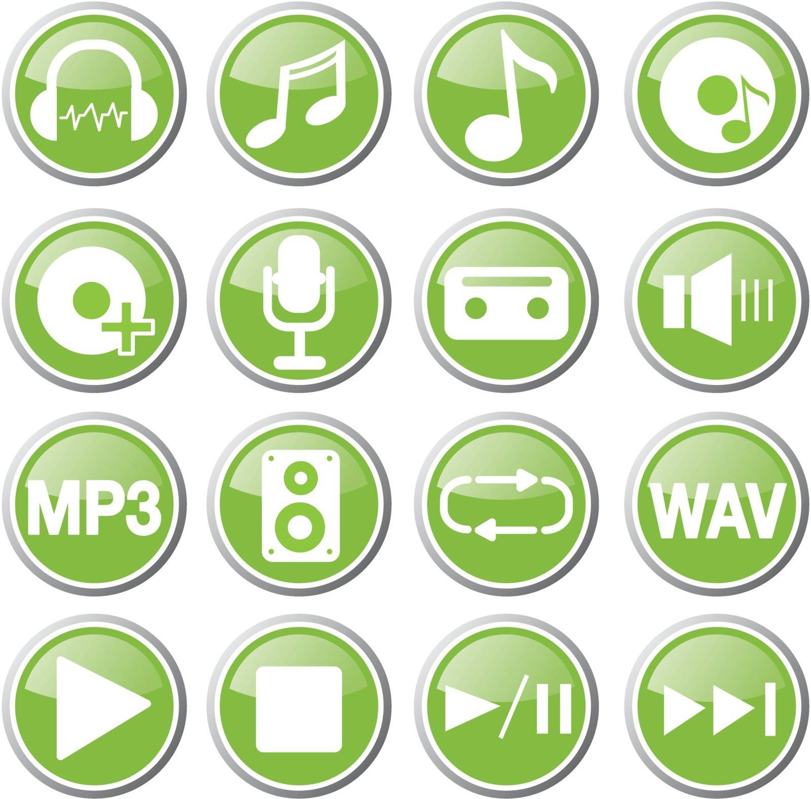 audio green icon set