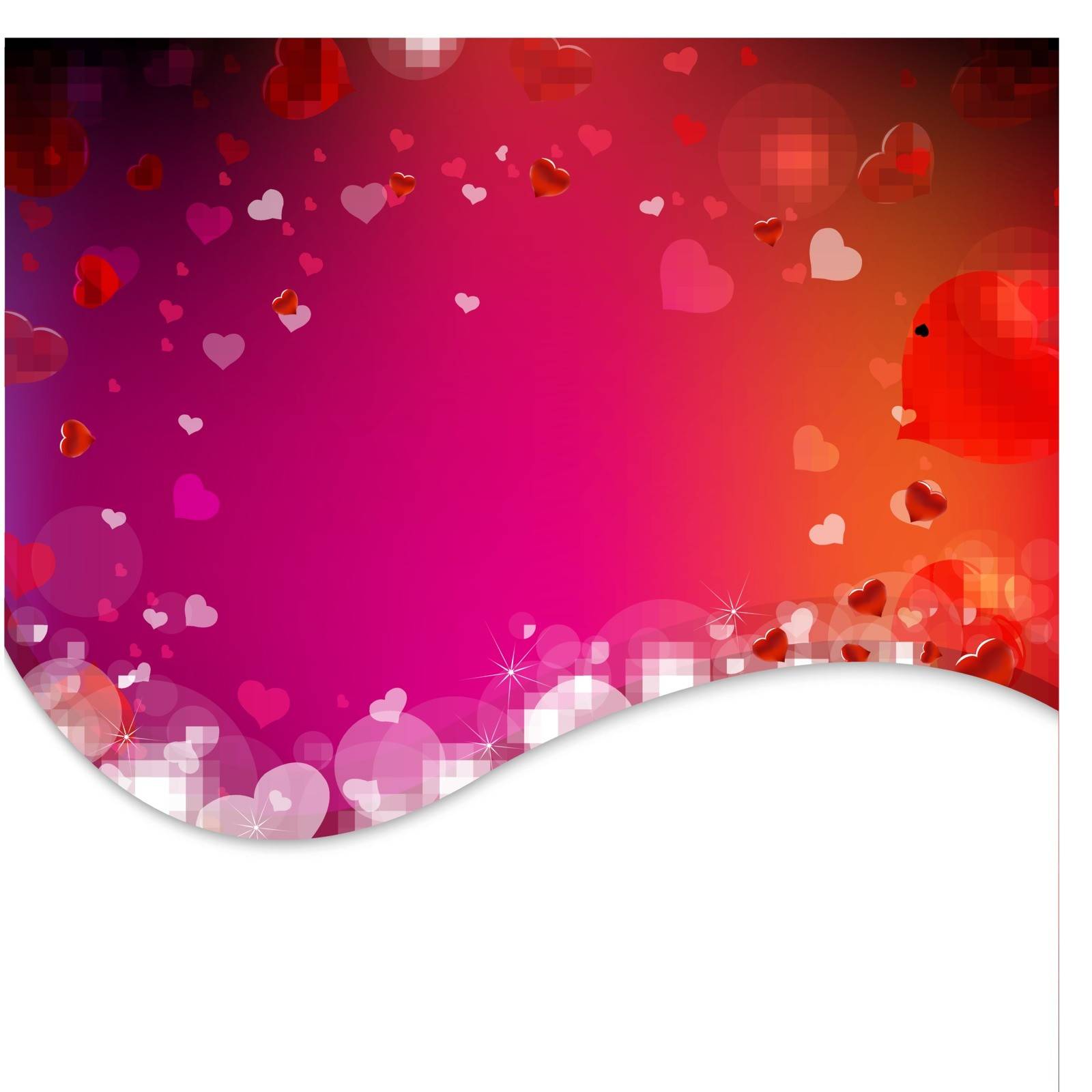 Background From Blur And Hearts With Gradient Mesh, Vector Illustration