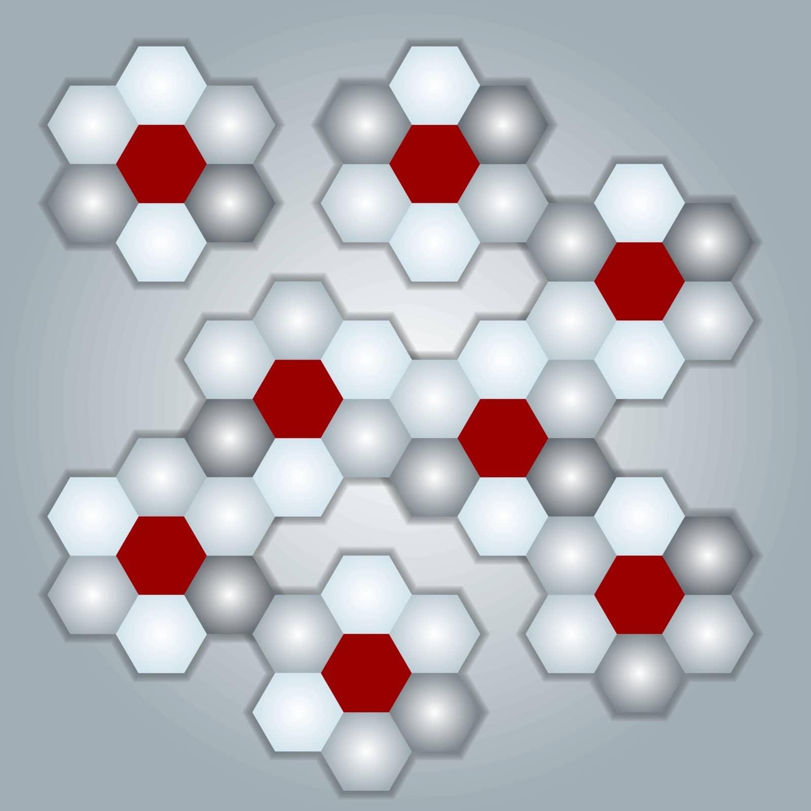 gray background with the motif of flowers in the shape of honeycomb