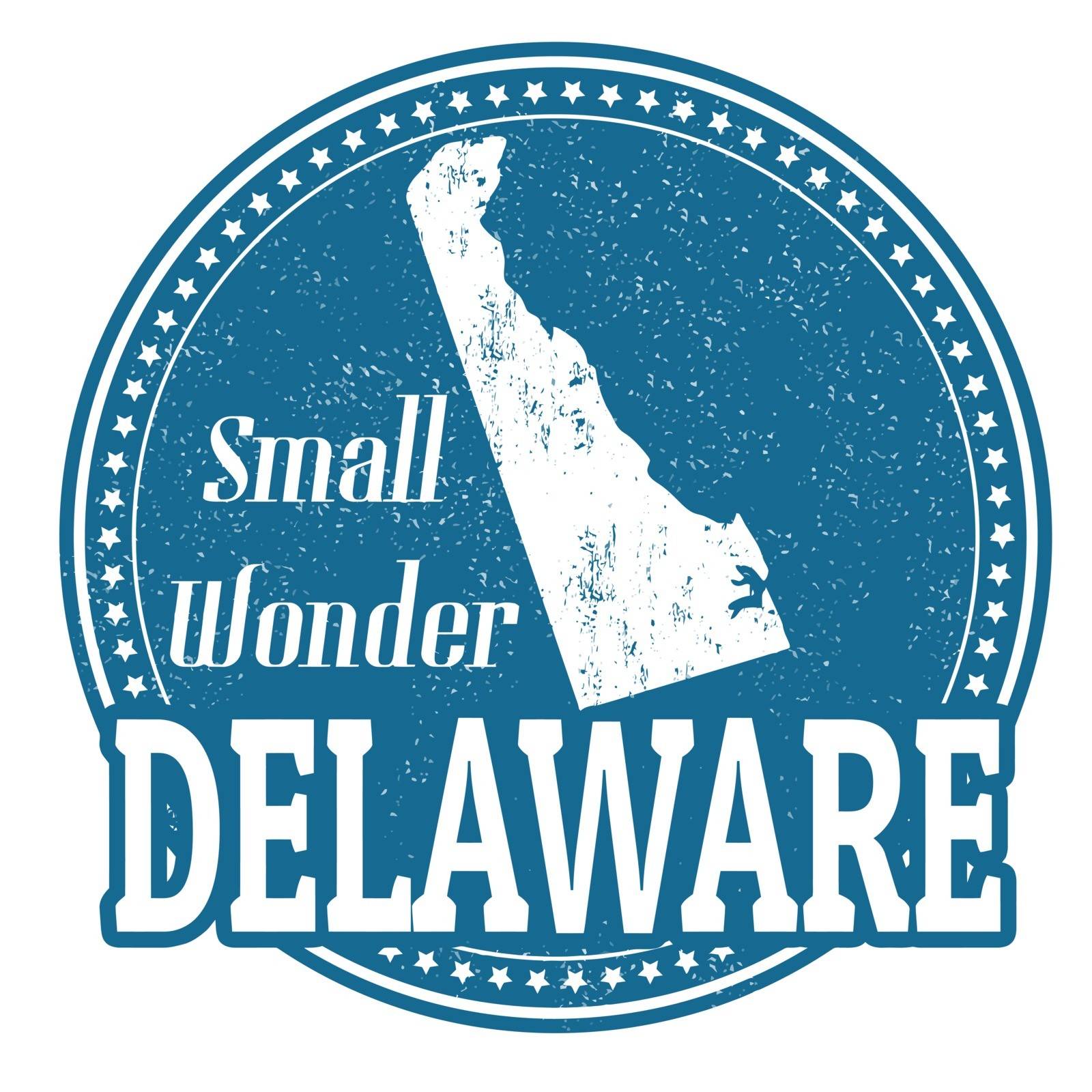 Vintage stamp with text Small Wonder written inside and map of Delaware, vector illustration