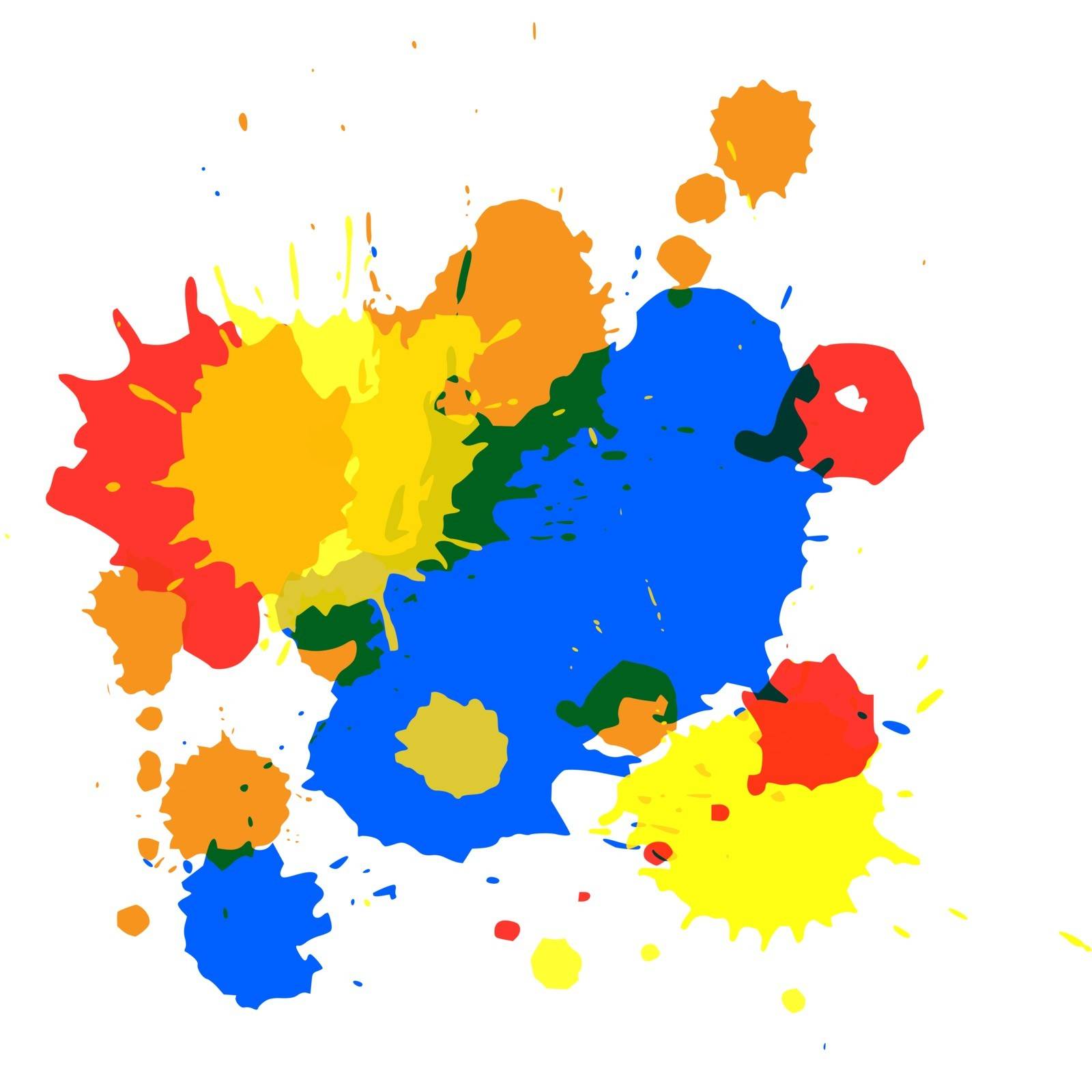 Vector isolated spot blots of different colors