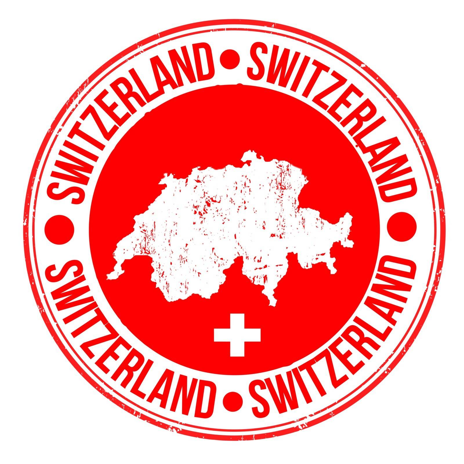 Grunge rubber stamp with map and the word Switzerland written inside, vector illustration