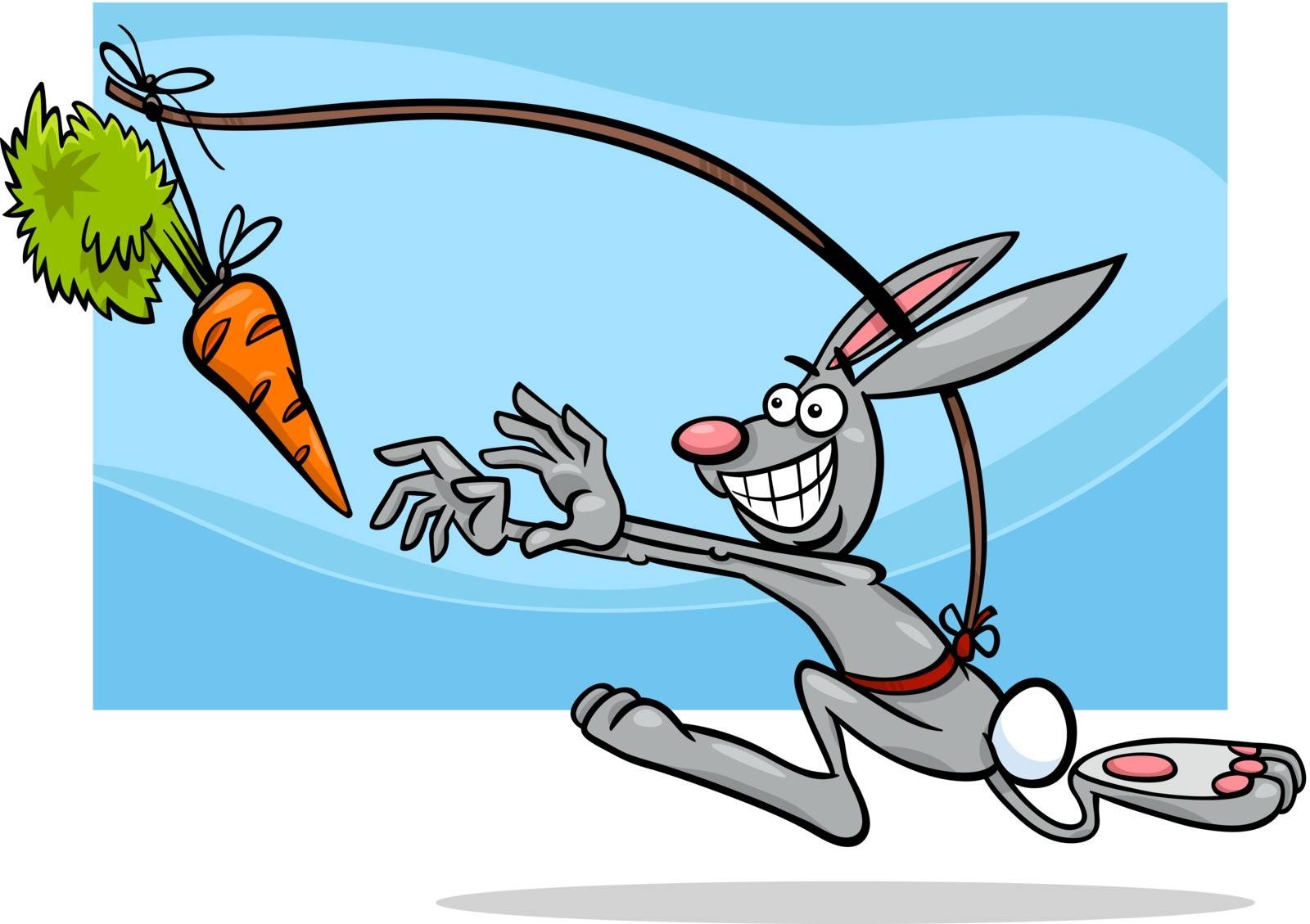 Cartoon Humor Concept Illustration of Dangling A Carrot Saying or Proverb