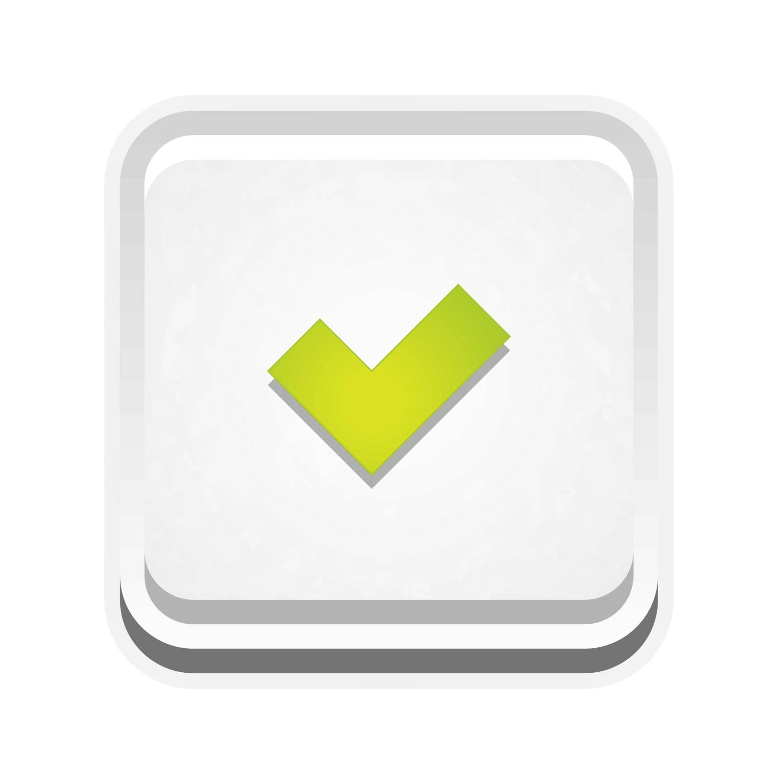 the white square button with green accept sign