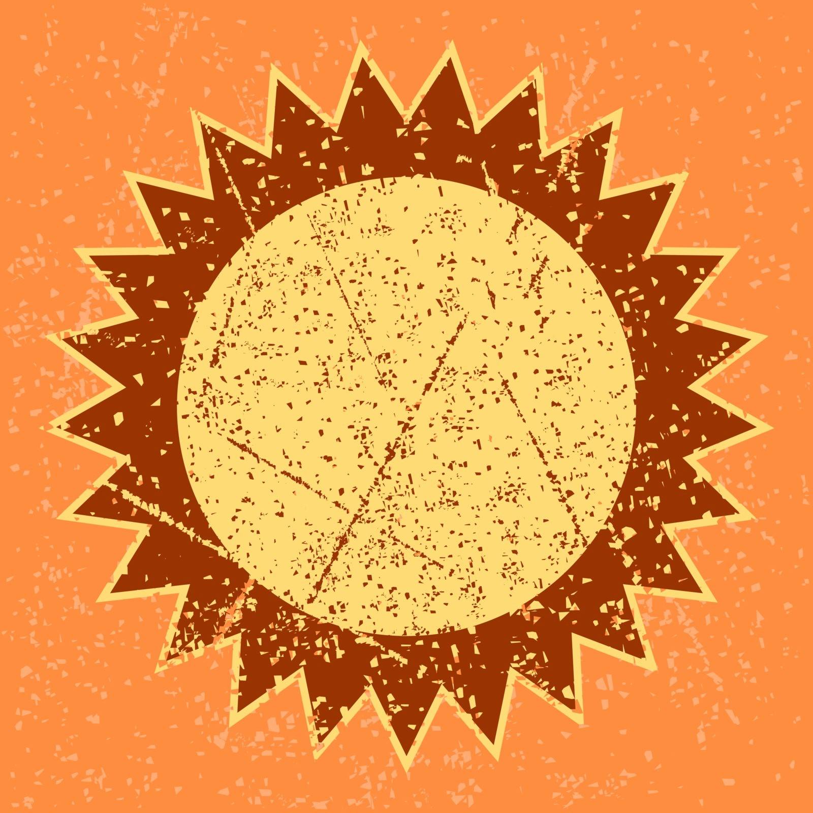 sun image with grunge pattern on orange background