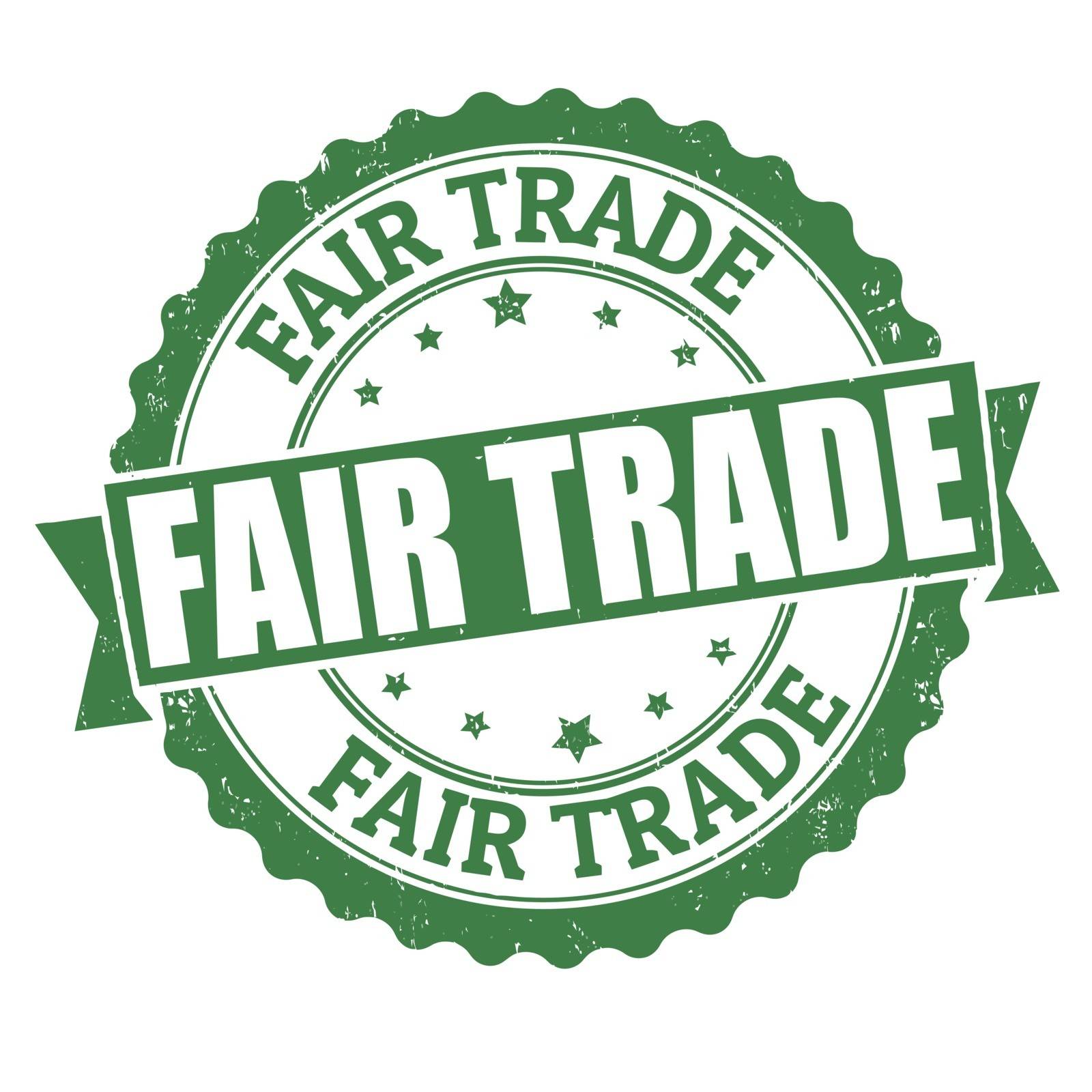 Fair trade grunge rubber stamp on white, vector illustration