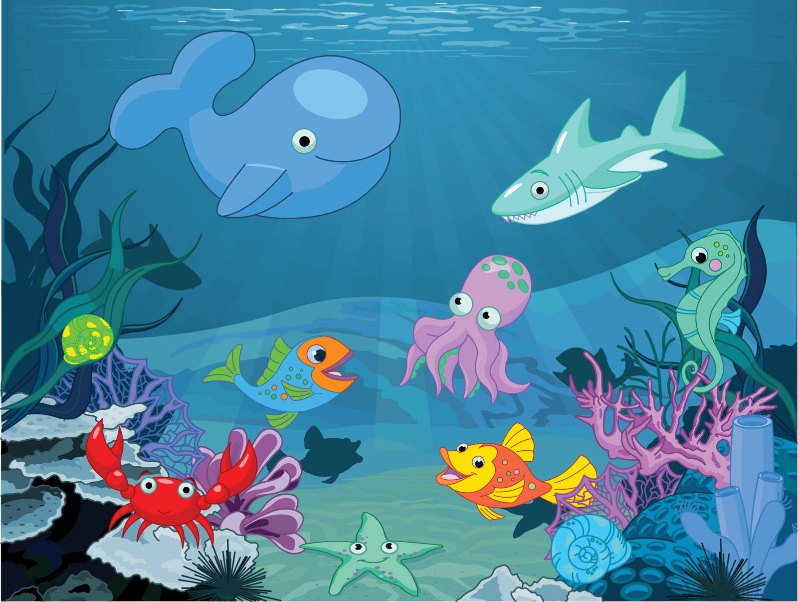 Illustration background of an underwater life