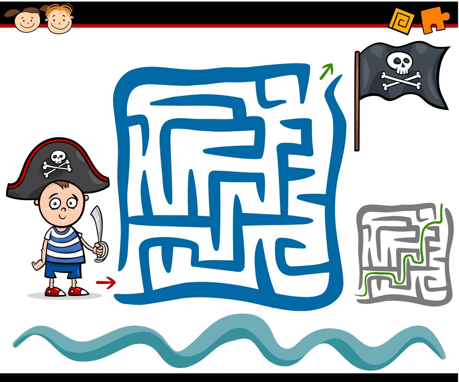 cartoon maze or labyrinth game by izakowski