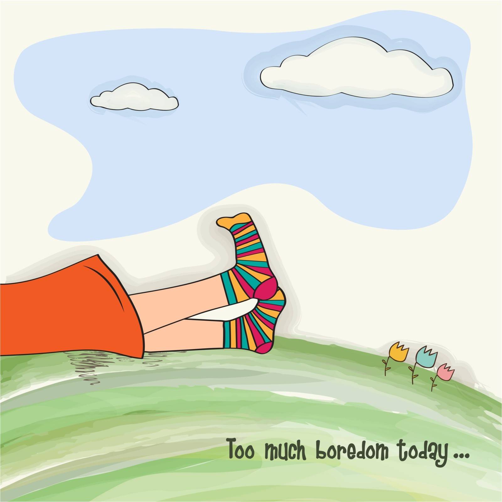 funny  feet on green grass, vector illustration