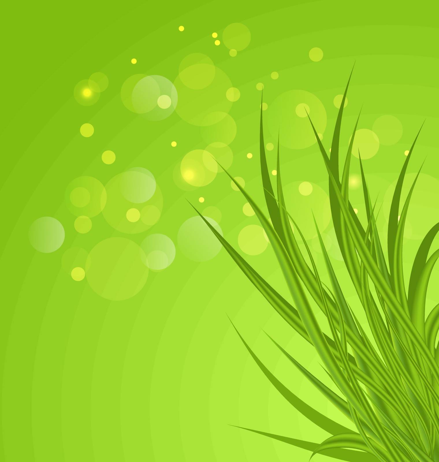 Illustration spring background background with green grass - vector