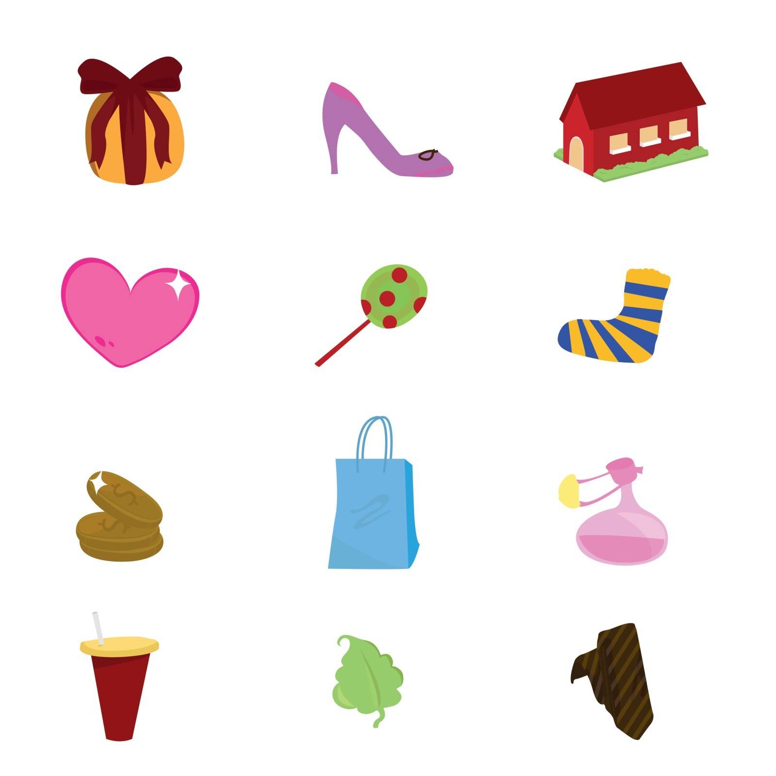 a set of different objects as icons and others