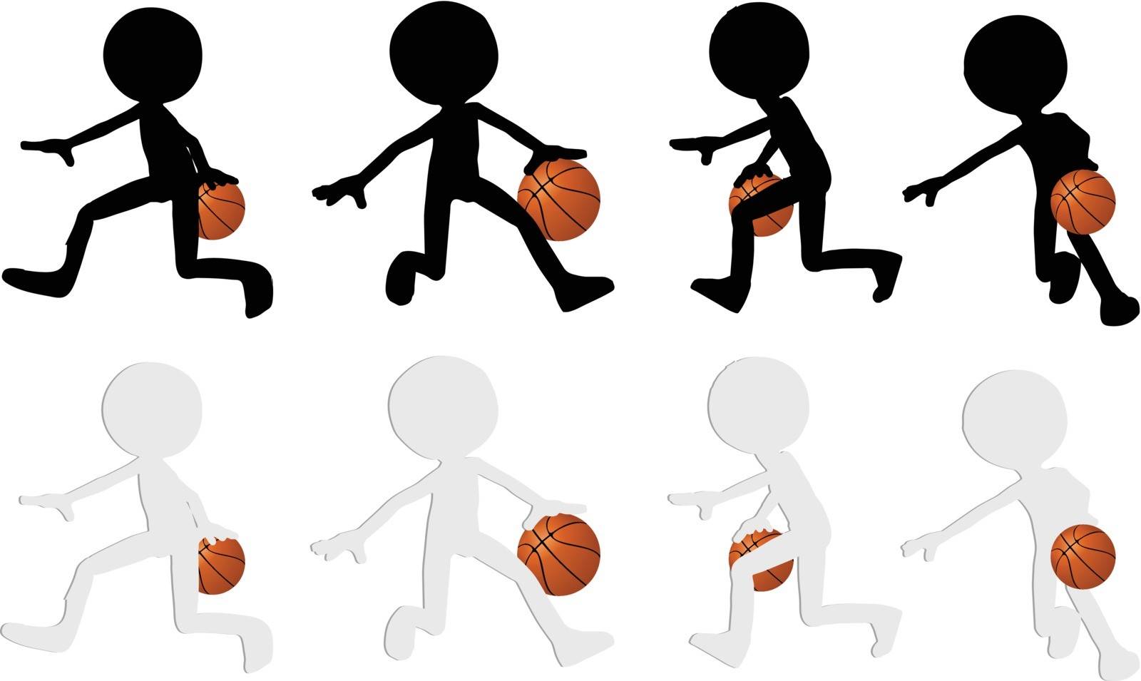 basketball players silhouette collection in dribble position by Istanbul2009