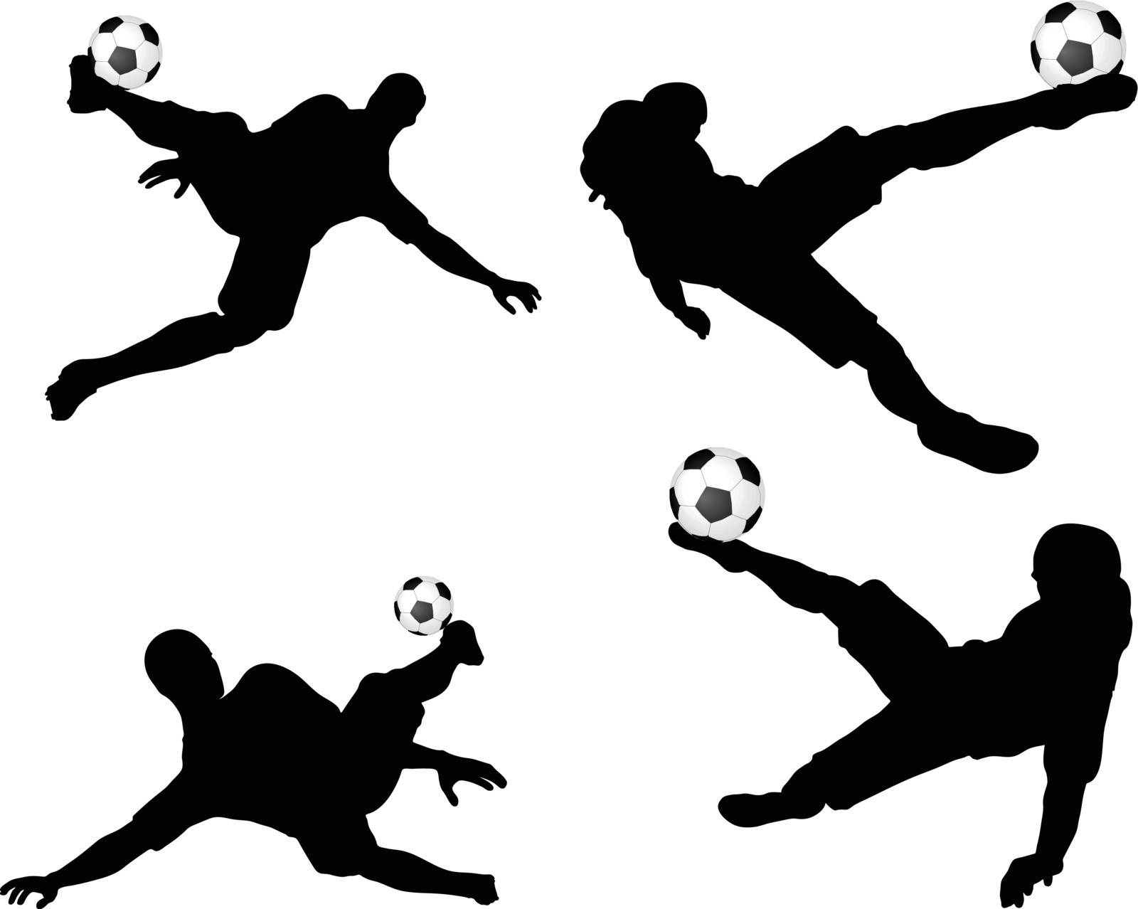 poses of soccer players silhouettes in air position by Istanbul2009