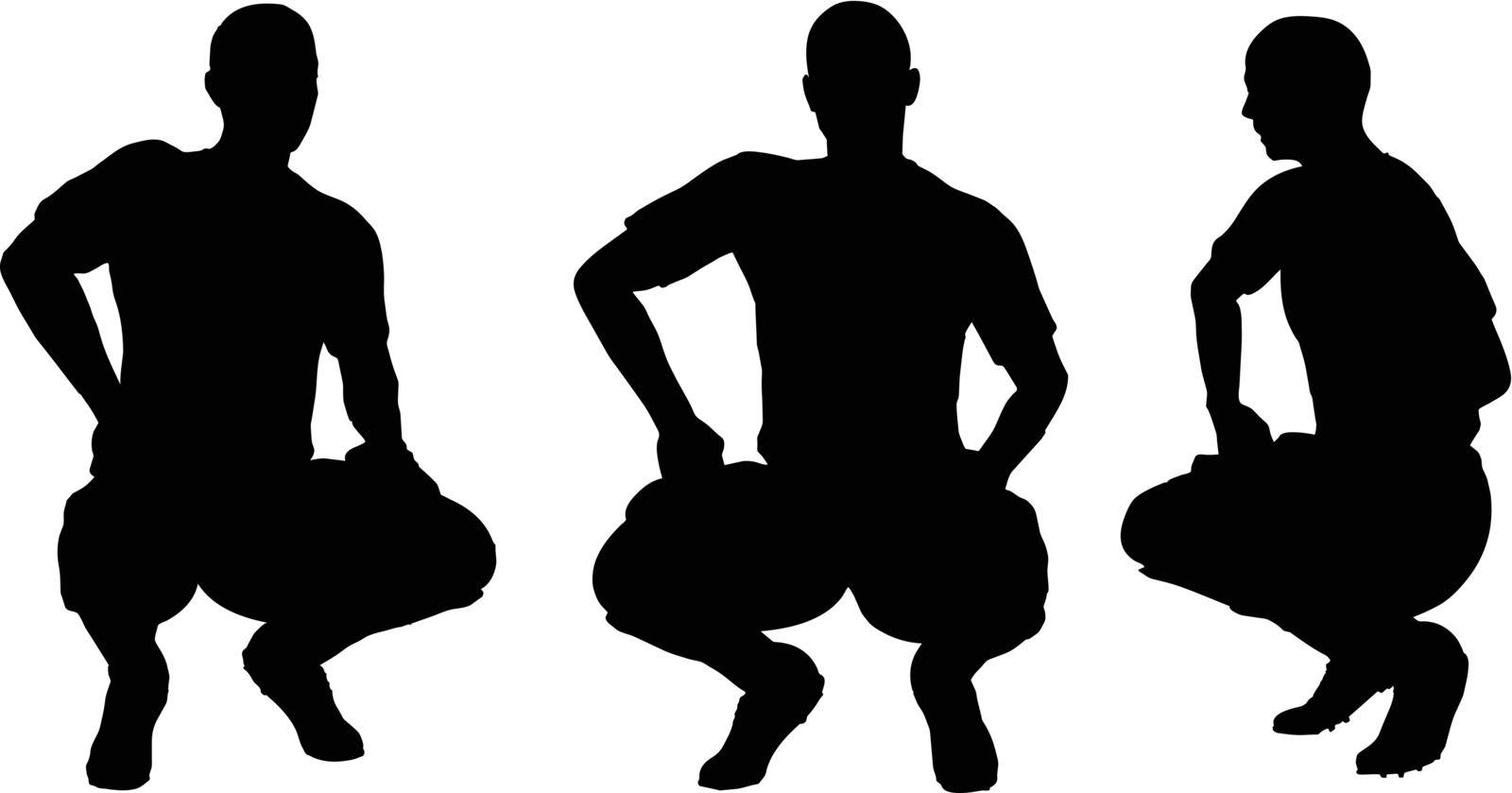 isolated poses of soccer players silhouettes in sitting position
