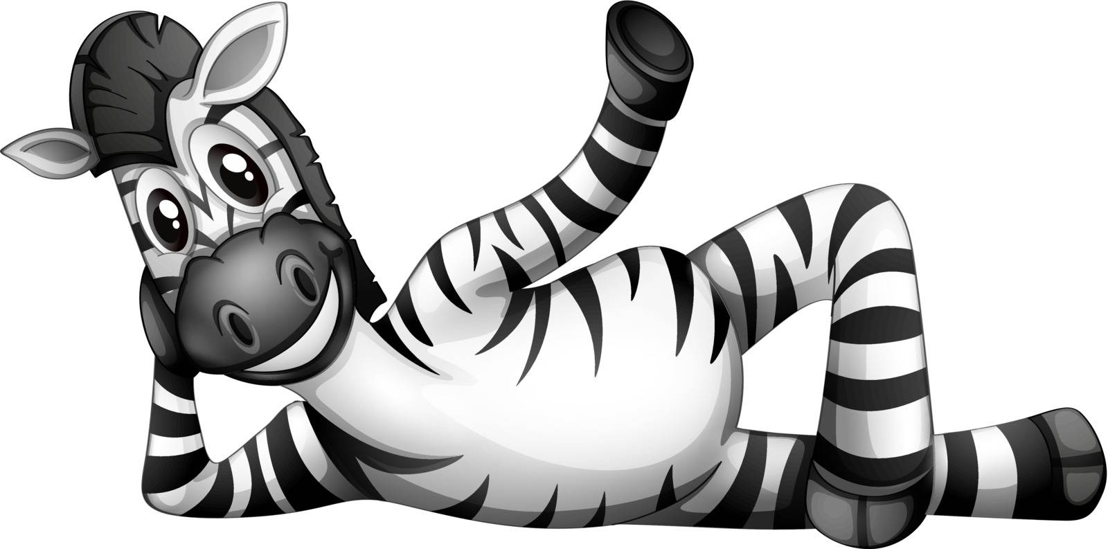 Illustration of a zebra resting on a white background