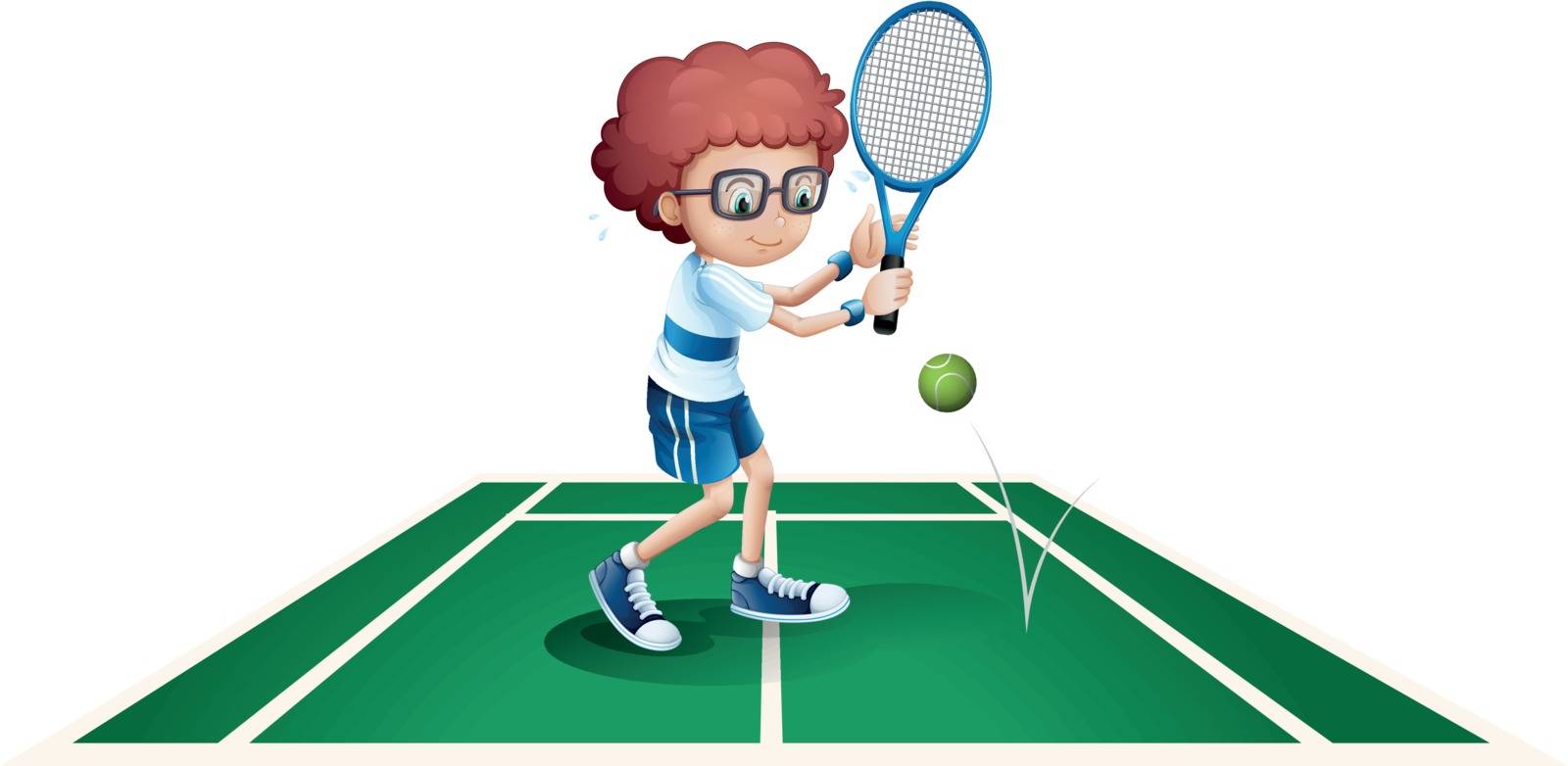 Illustration of an athletic boy on a white background