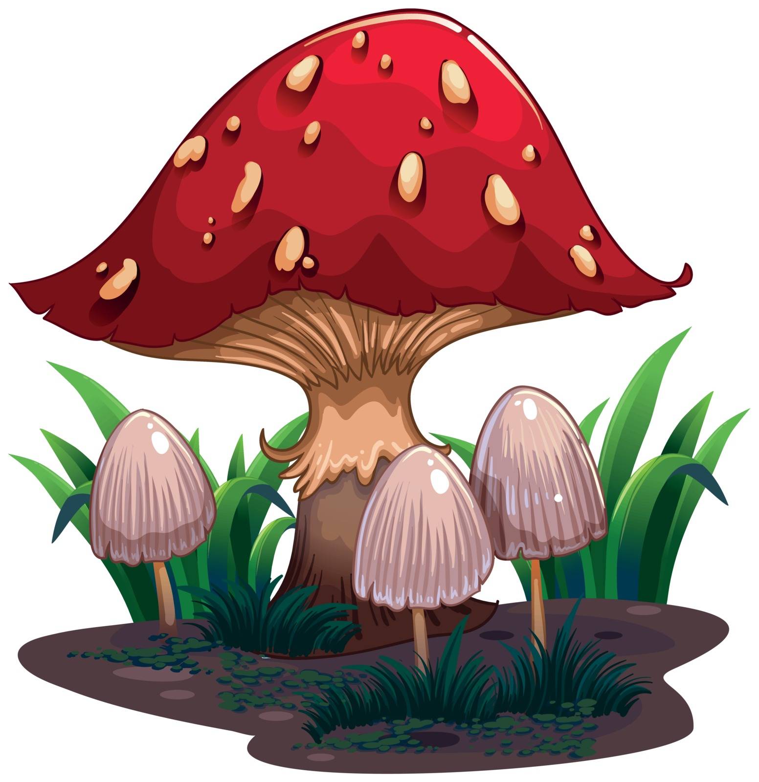Illustration of an image of a huge mushroom on a white background