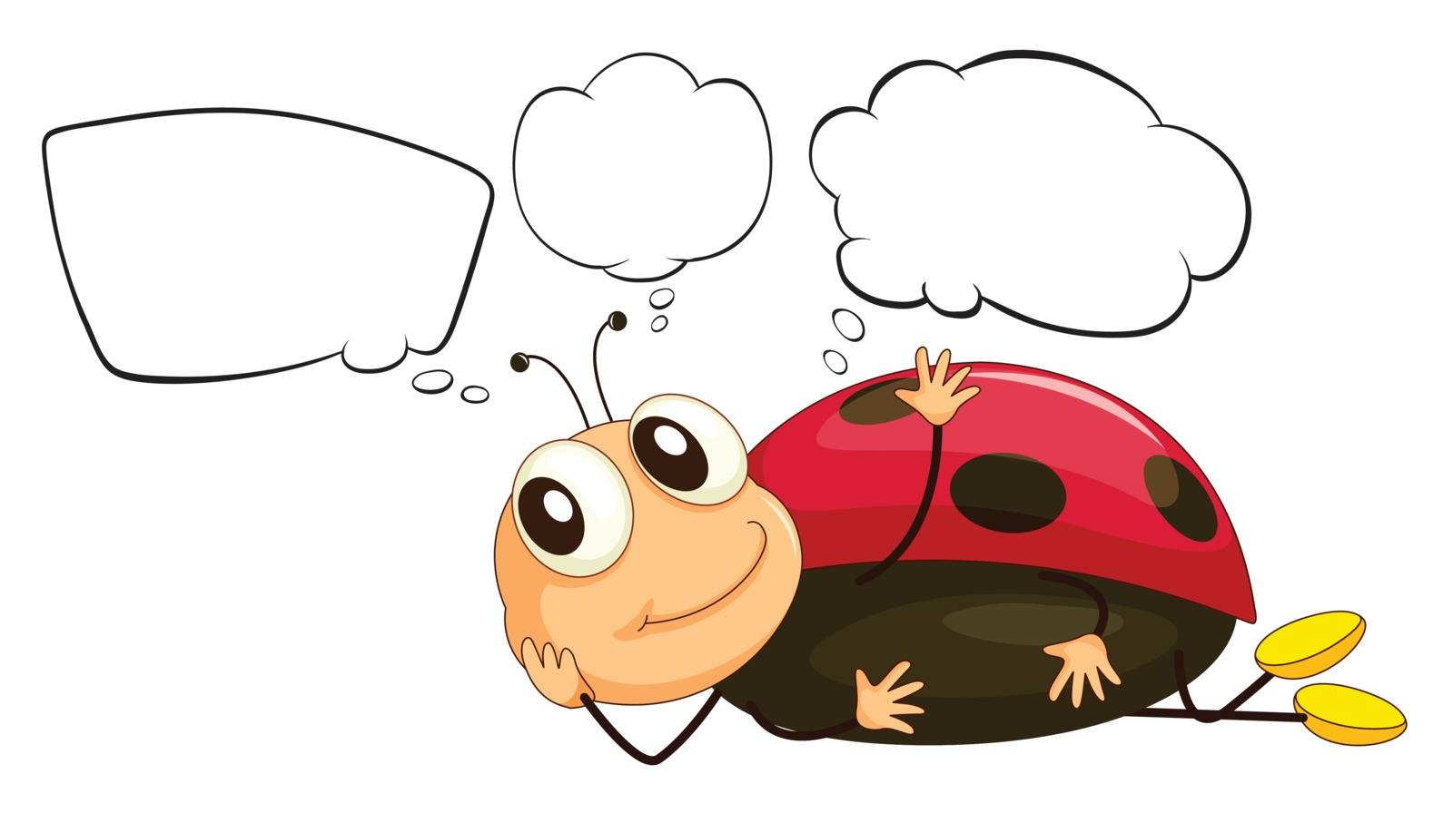 Illustration of a bug with empty thoughts on a white background