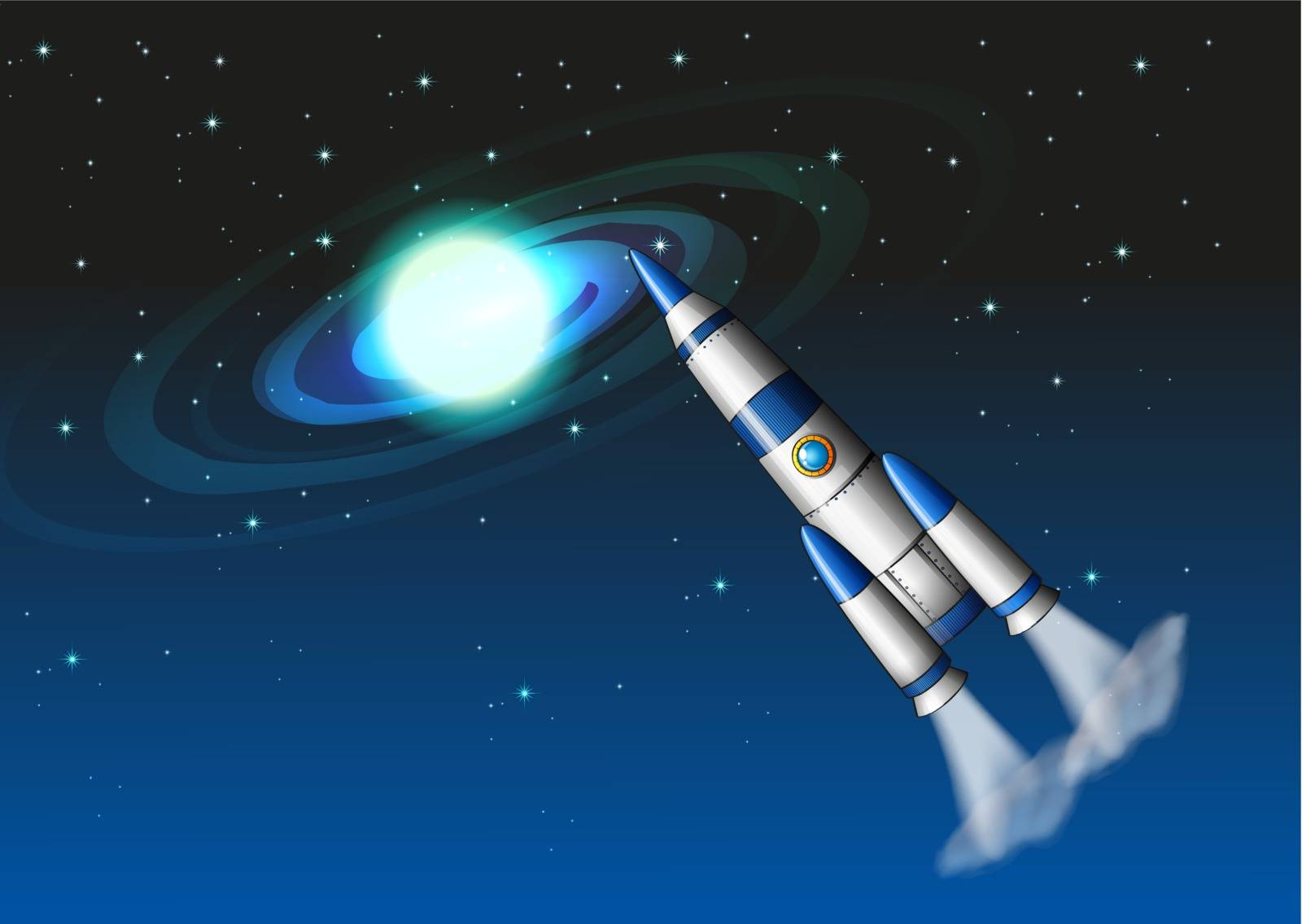 Illustration of a rocket in the sky