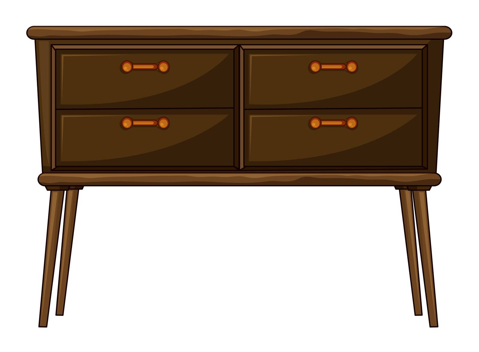 illustration of a table with drawers on a white background